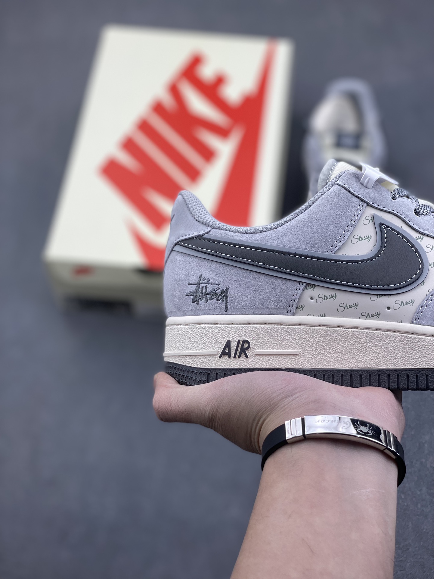 Nike Air Force 1 '07 Low Stussy Collab Sneakers - Gray Tones and Custom Details 6 i1734196463 6434 7
