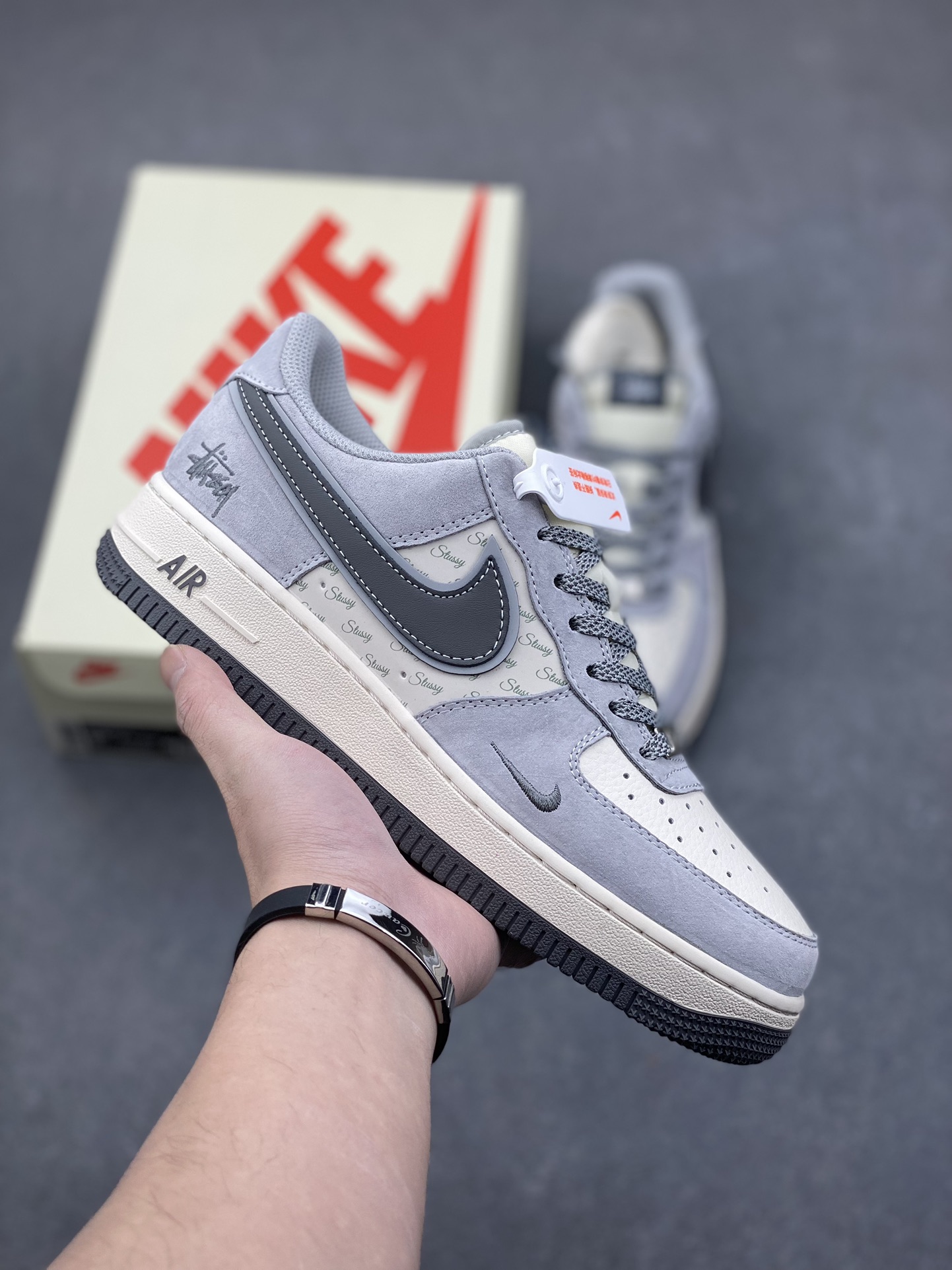 Nike Air Force 1 '07 Low Stussy Collab Sneakers - Gray Tones and Custom Details 2 i1734196463 9812 6