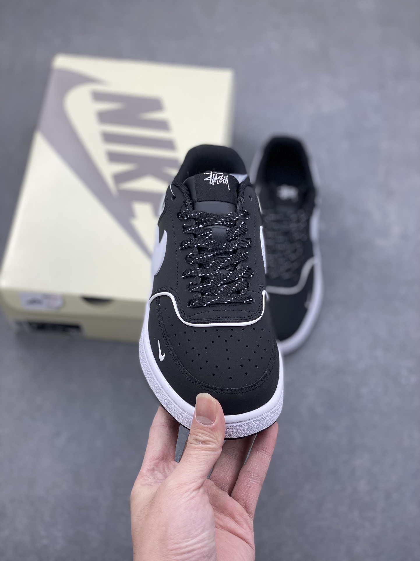 Nike Court Vision Lo x Stussy Black and White Casual Sneakers 3 i1734367209 7081 2
