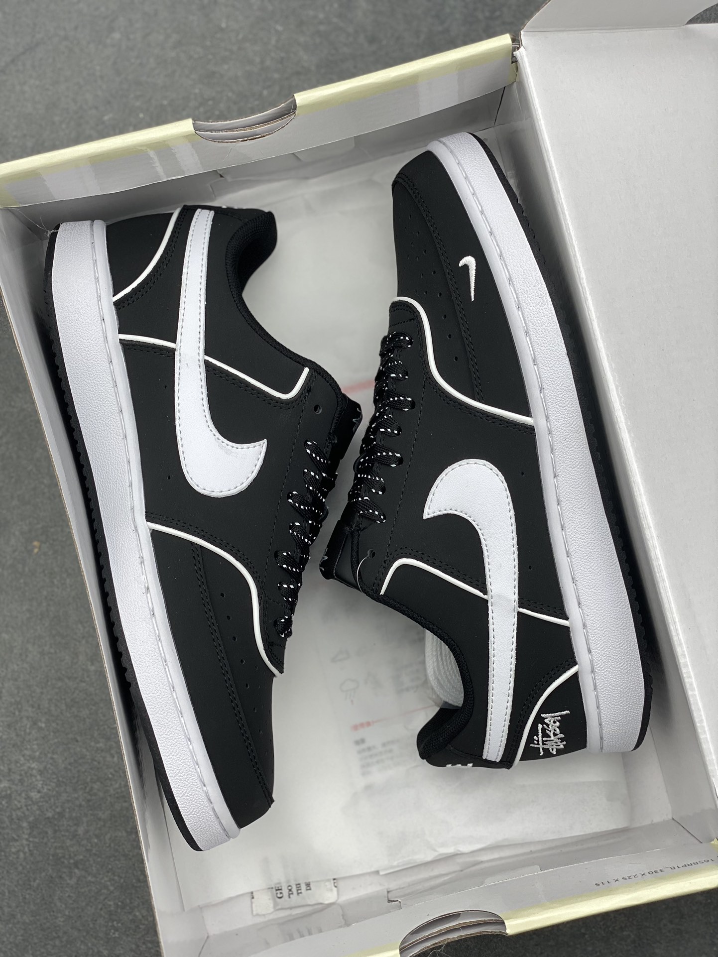 Nike Court Vision Lo x Stussy Black and White Casual Sneakers 10 i1734367209 8437 8