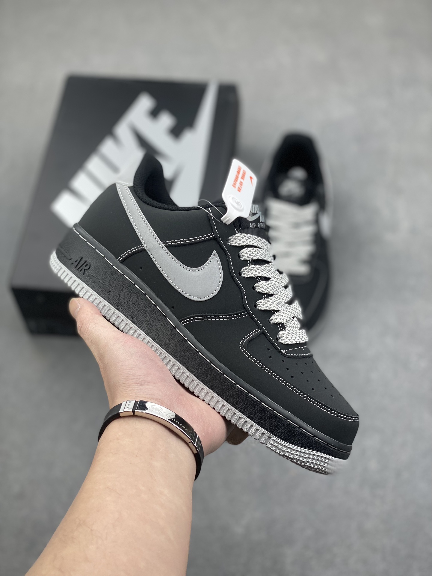 Nike Air Force 1 '07 Black/Silver Low-Top Casual Sneakers - DH5696-228 2 i1734453619 502 6