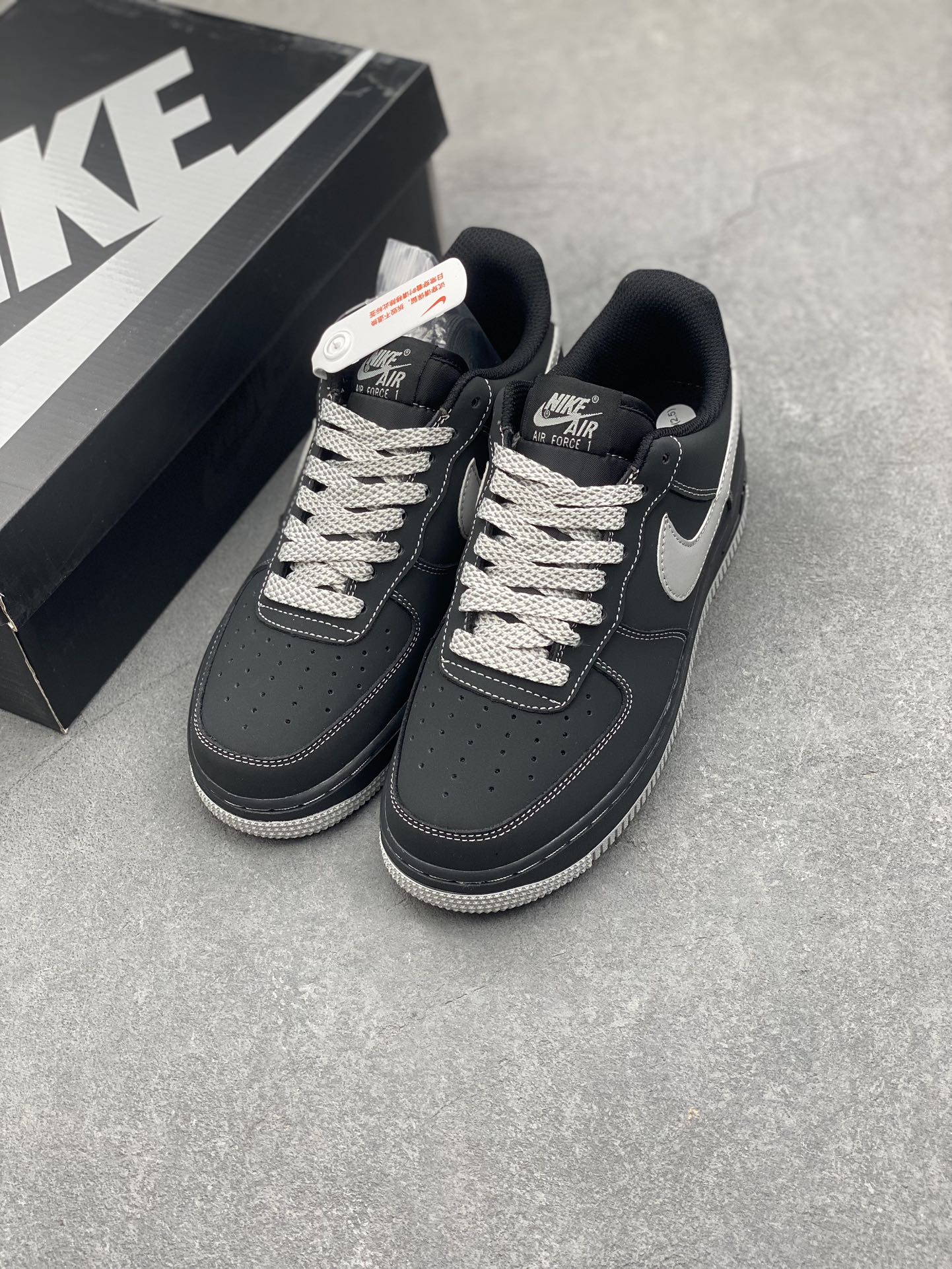 Nike Air Force 1 '07 Black/Silver Low-Top Casual Sneakers - DH5696-228 9 i1734453619 7239 2