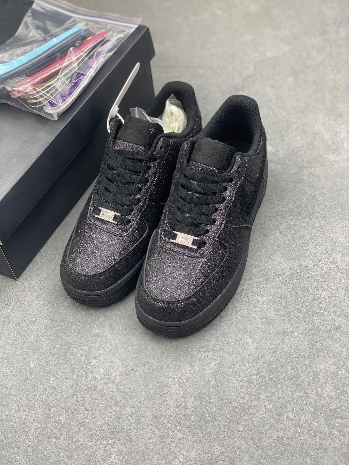 Nike Air Force 1 Low Black Glitter Athletic Shoes CW2288-001 9 i1734543155 1808 5
