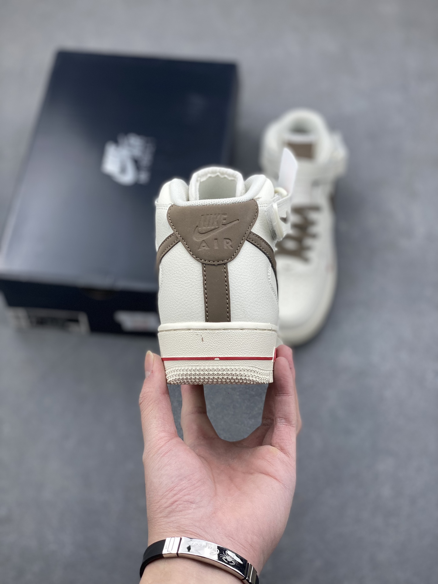Nike Air Force 1 High-Top Sneaker, Ivory/Brown, Men's Fashionable Shoe 5 i1734809565 5513 1