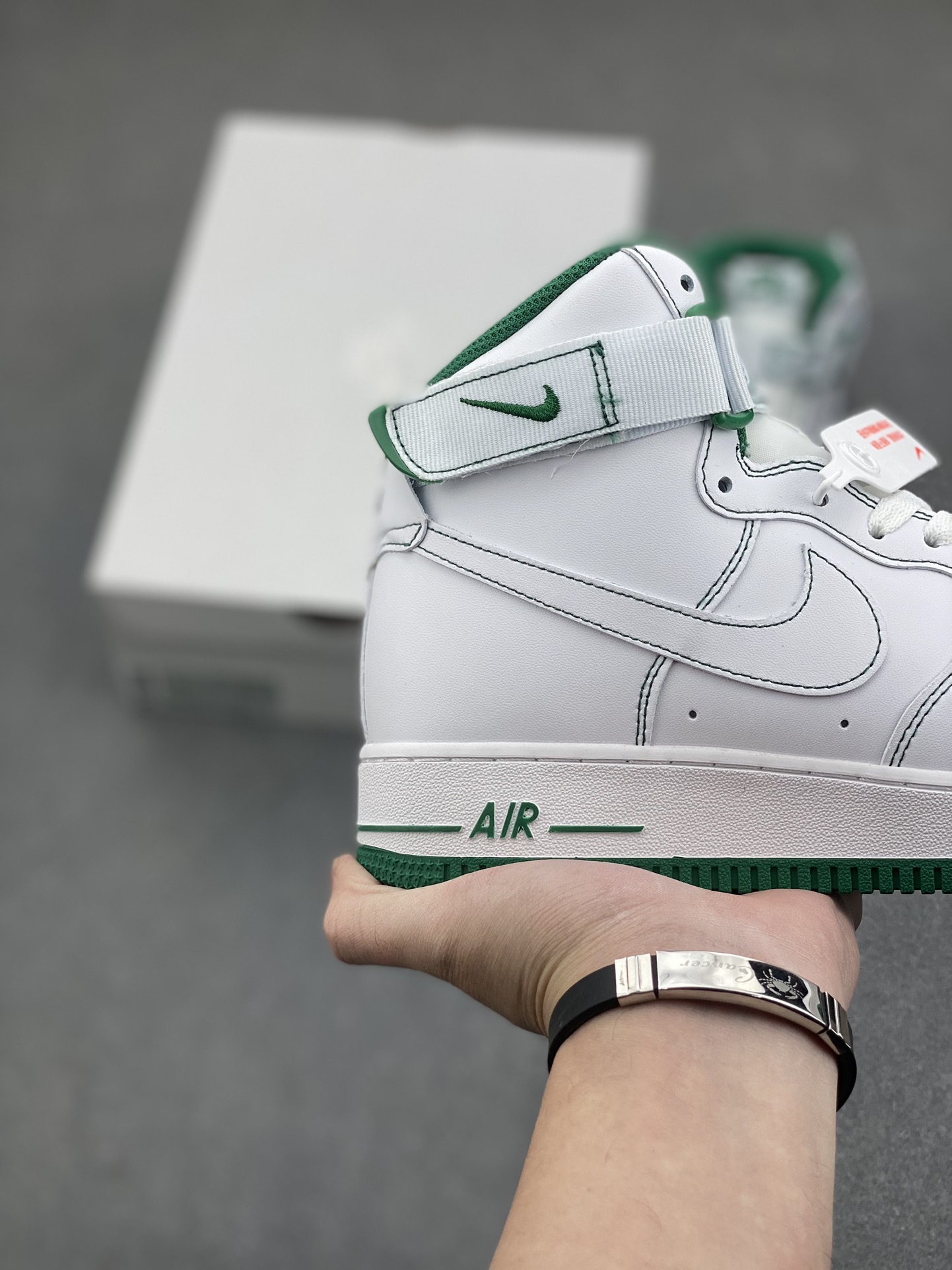 NK Air Force 1 High-Top Sneakers - White/Green Accents 6 i1734809613 5294 8