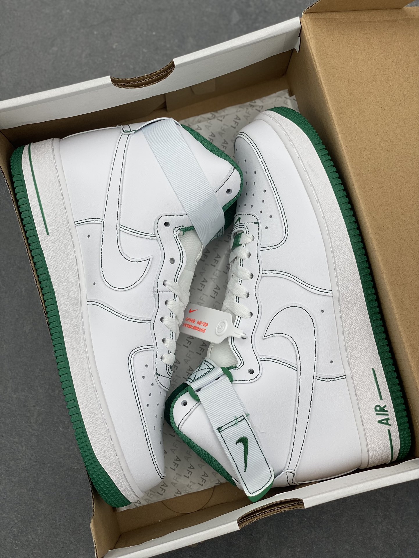 NK Air Force 1 High-Top Sneakers - White/Green Accents 10 i1734809613 6744 3