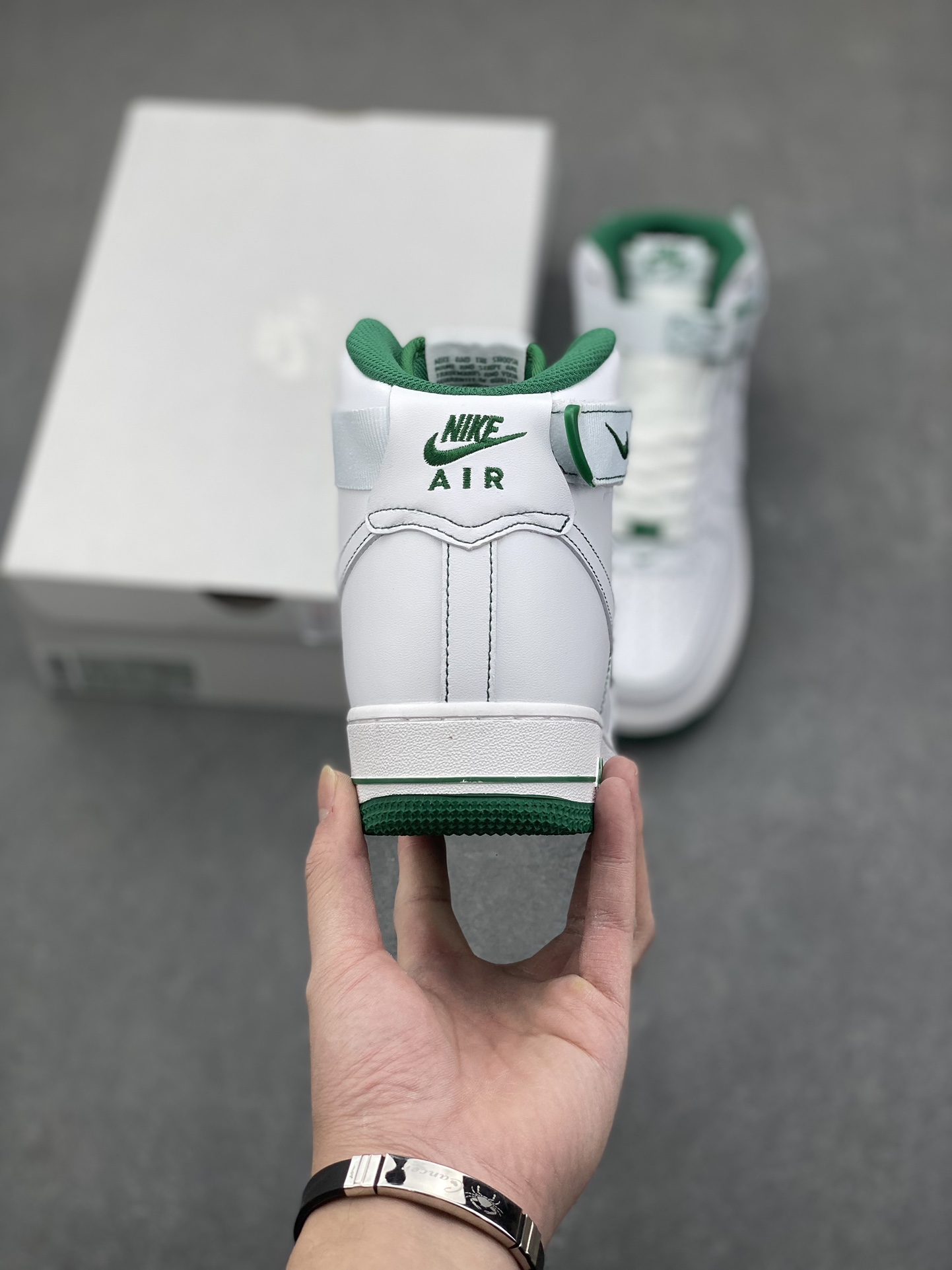 NK Air Force 1 High-Top Sneakers - White/Green Accents 5 i1734809613 6763 1
