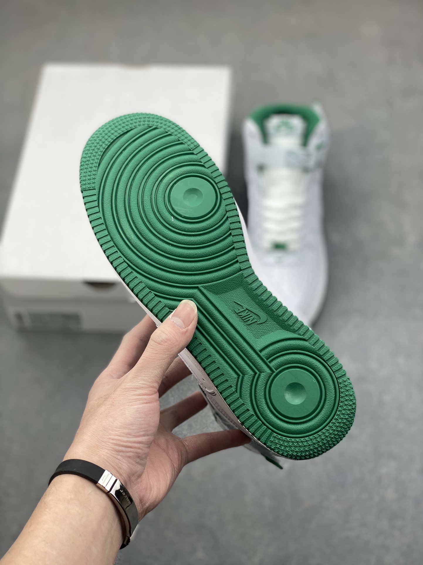 NK Air Force 1 High-Top Sneakers - White/Green Accents 7 i1734809613 8041 4