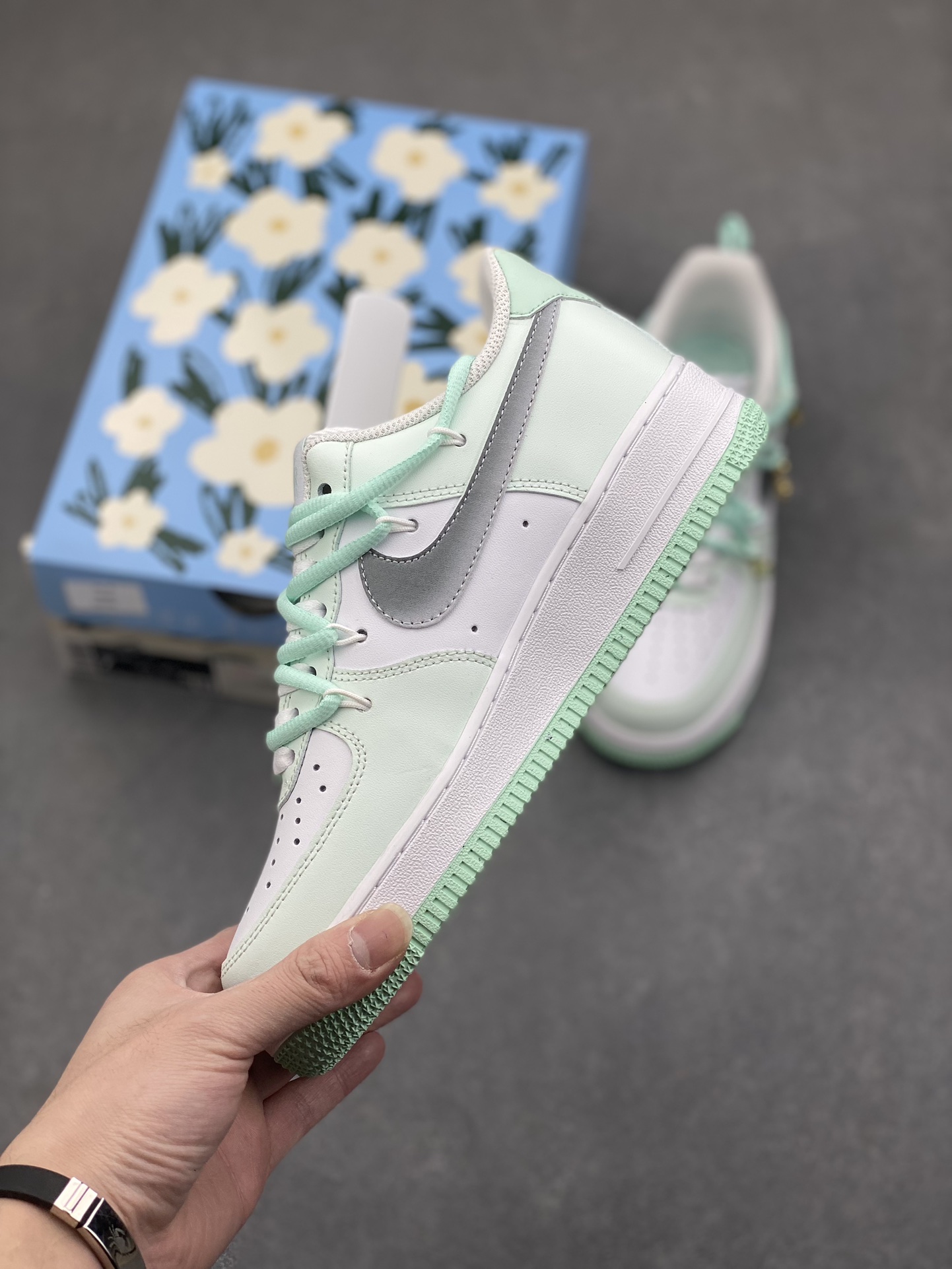 Nike Air Force 1 Low Mint Custom Sneakers With Metal Accessories 4 i1734938550 3752 1