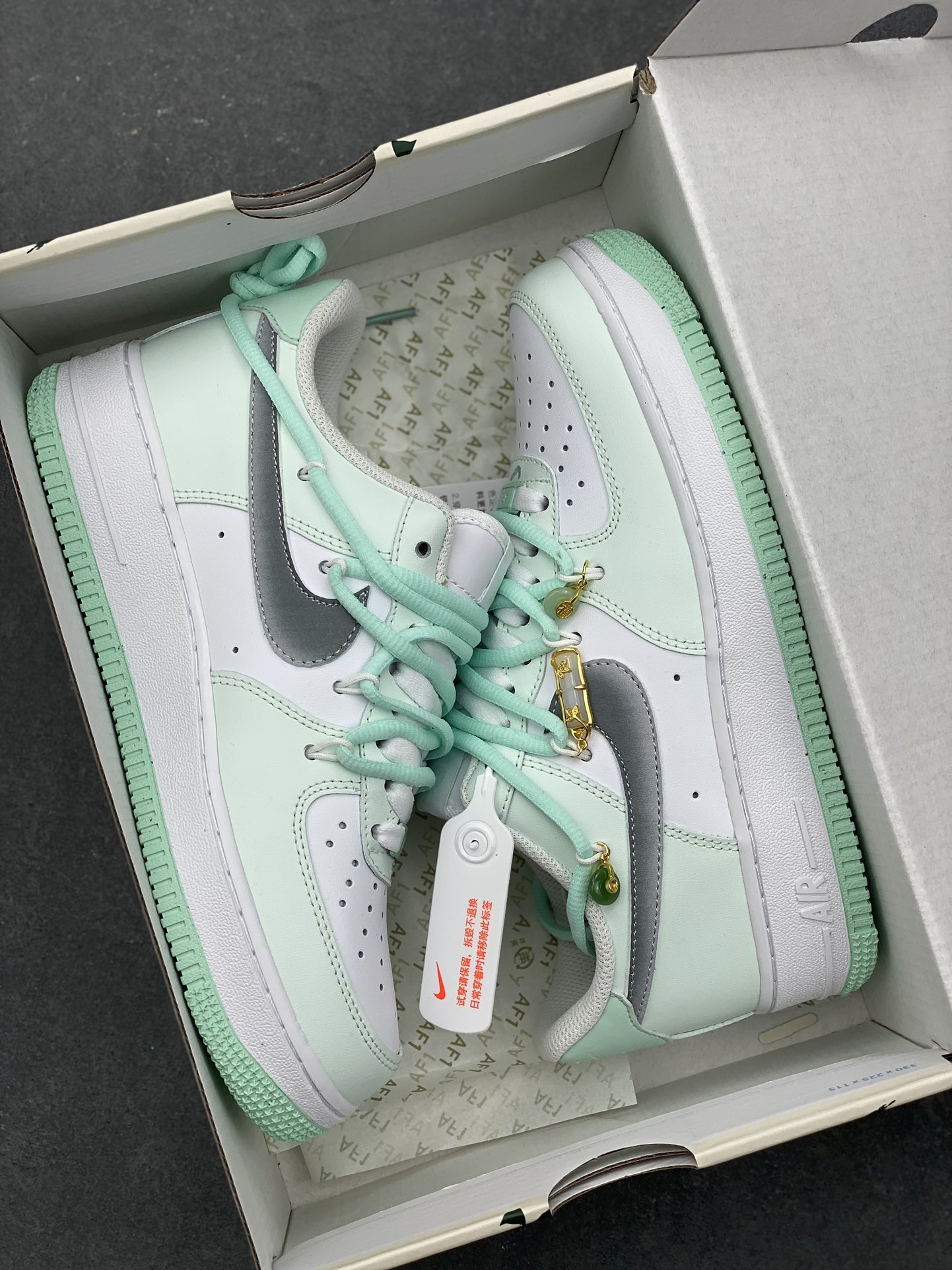 Nike Air Force 1 Low Mint Custom Sneakers With Metal Accessories 10 i1734938550 5520 2