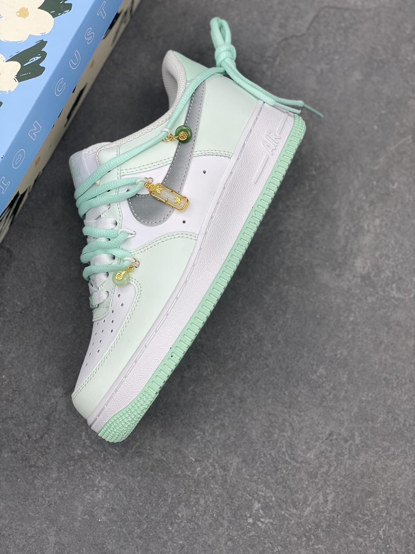 Nike Air Force 1 Low Mint Custom Sneakers With Metal Accessories 8 i1734938550 776 6