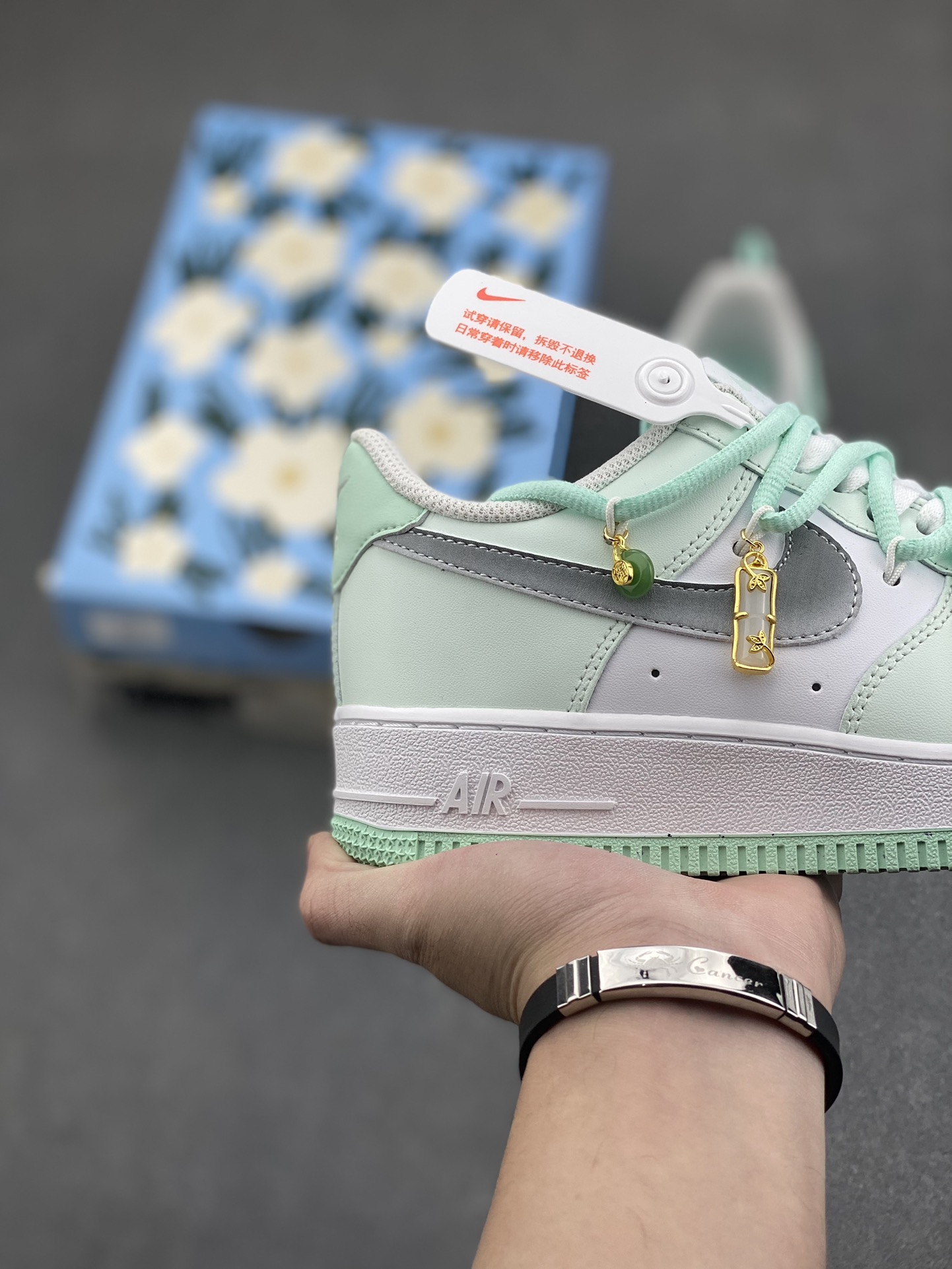 Nike Air Force 1 Low Mint Custom Sneakers With Metal Accessories 6 i1734938550 9175 8
