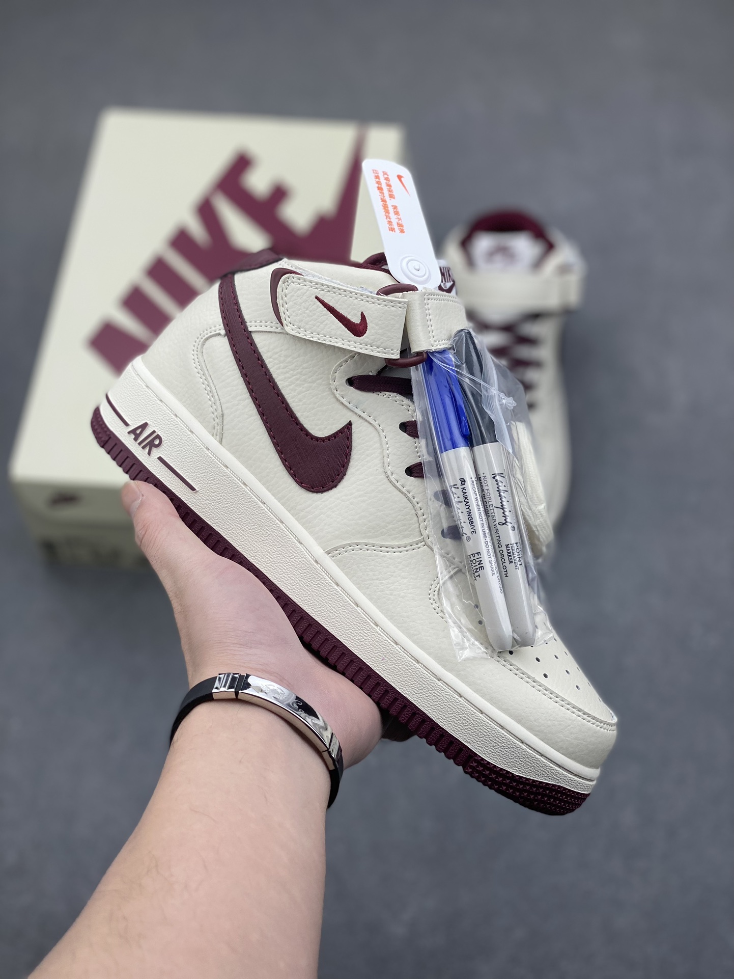 Nike Air Force 1 MID "Burgundy" High-Top Sneakers, Custom Leather 2 i1734938712 7925 4