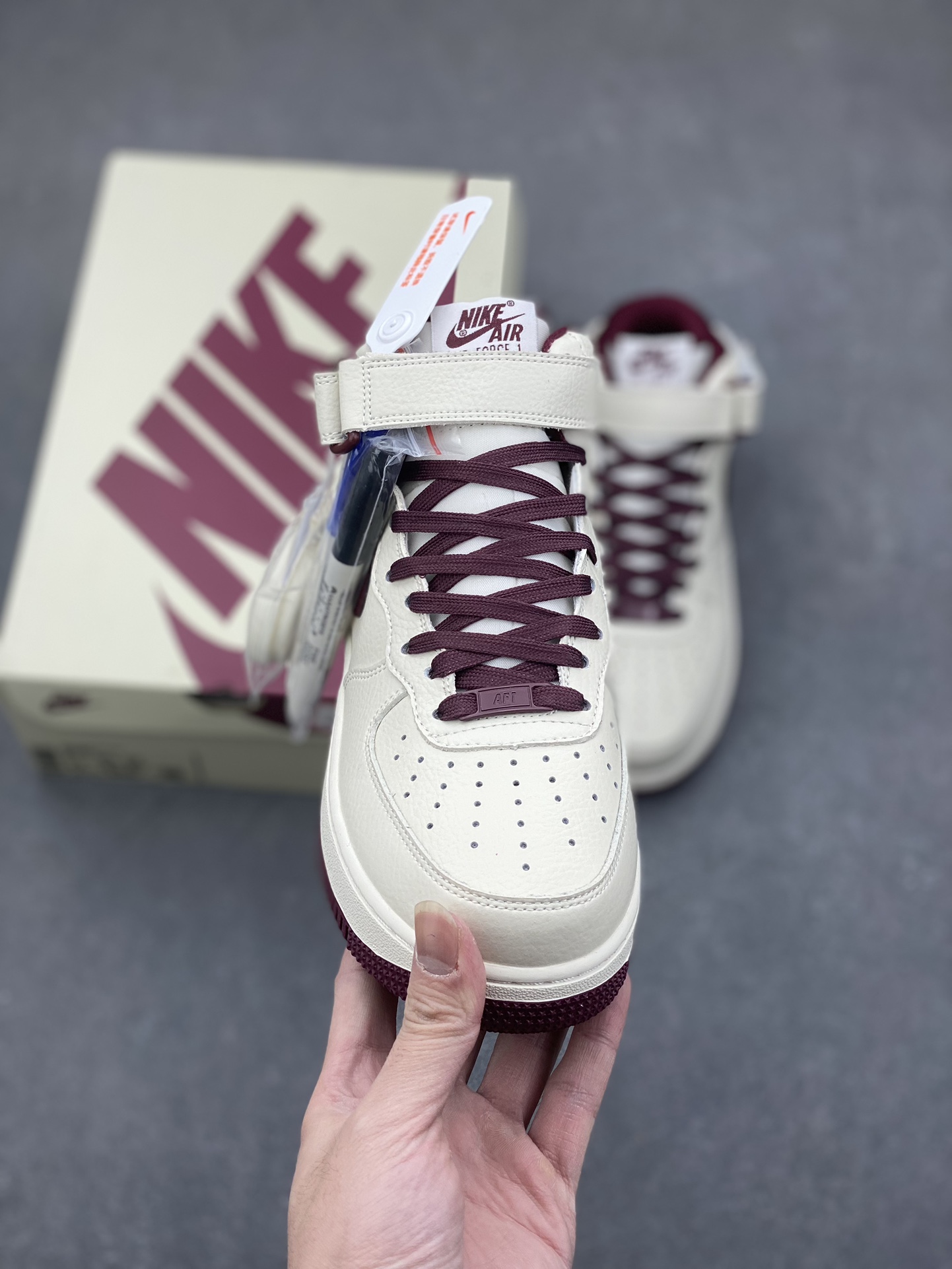 Nike Air Force 1 MID "Burgundy" High-Top Sneakers, Custom Leather 3 i1734938712 862 3