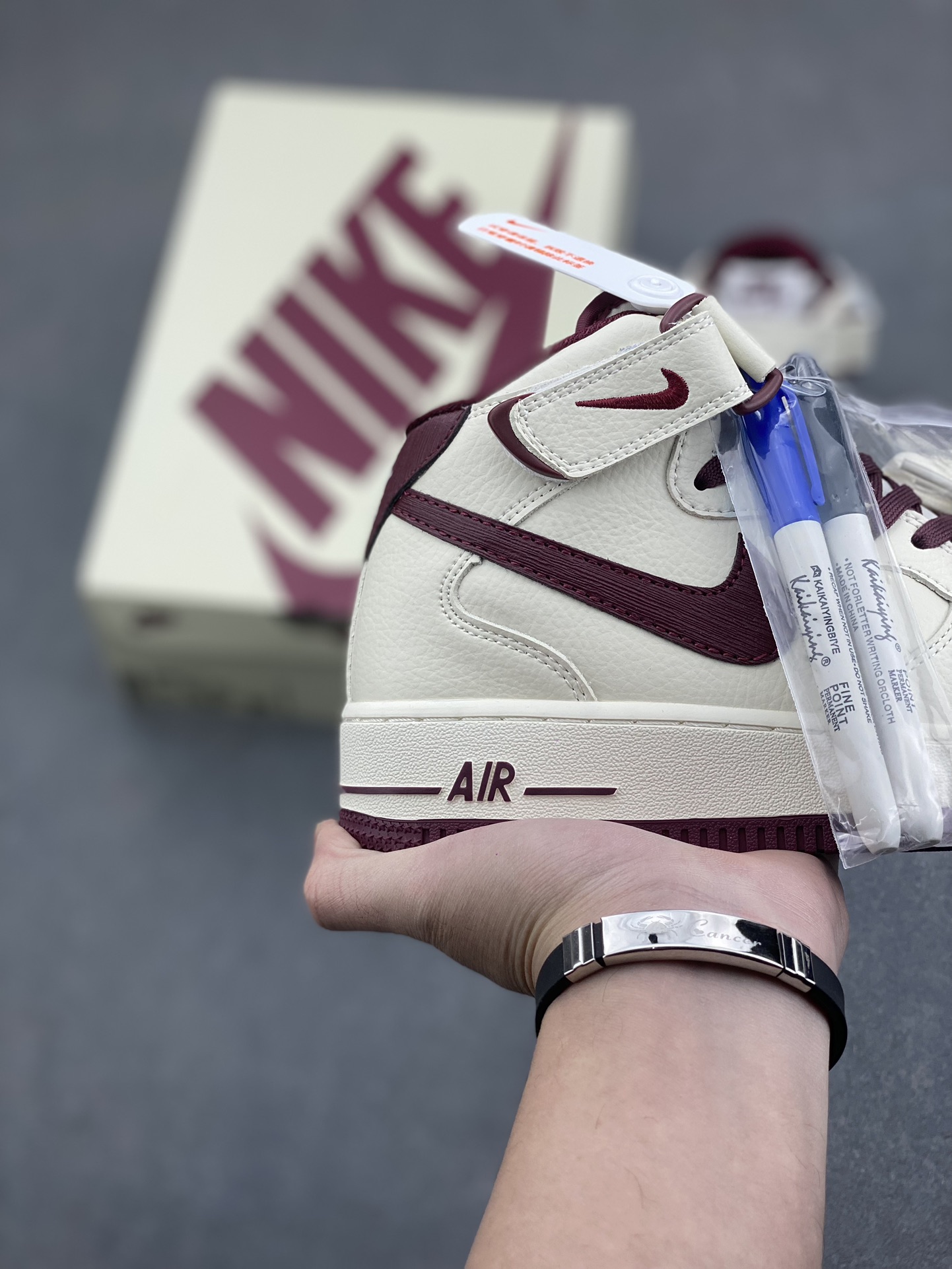 Nike Air Force 1 MID "Burgundy" High-Top Sneakers, Custom Leather 6 i1734938713 5438 7