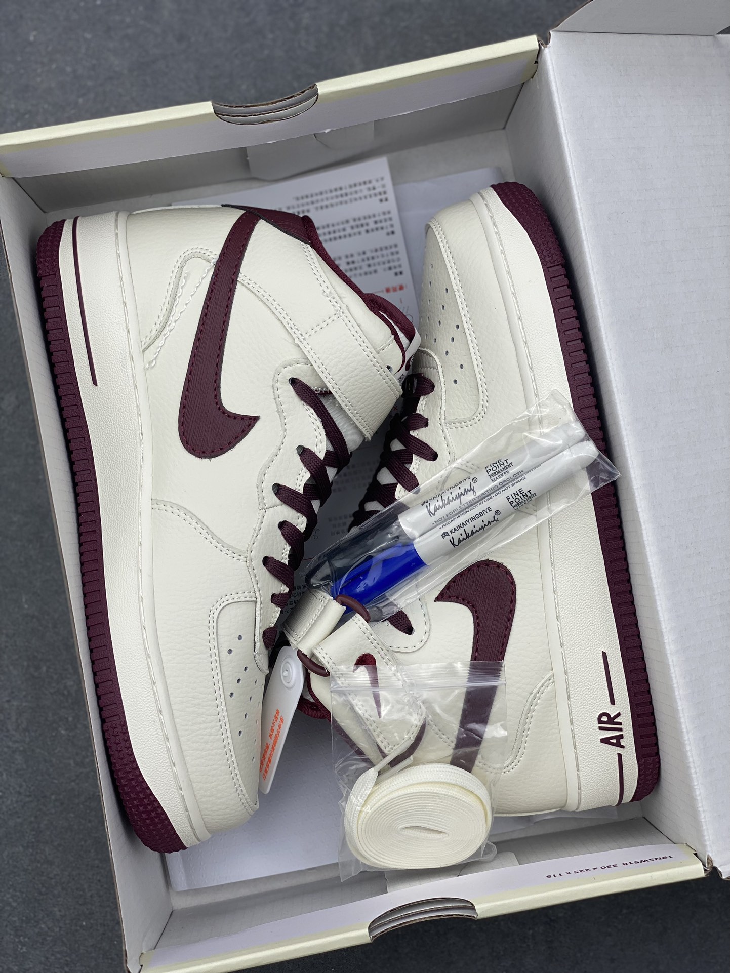 Nike Air Force 1 MID "Burgundy" High-Top Sneakers, Custom Leather 10 i1734938713 5548 6