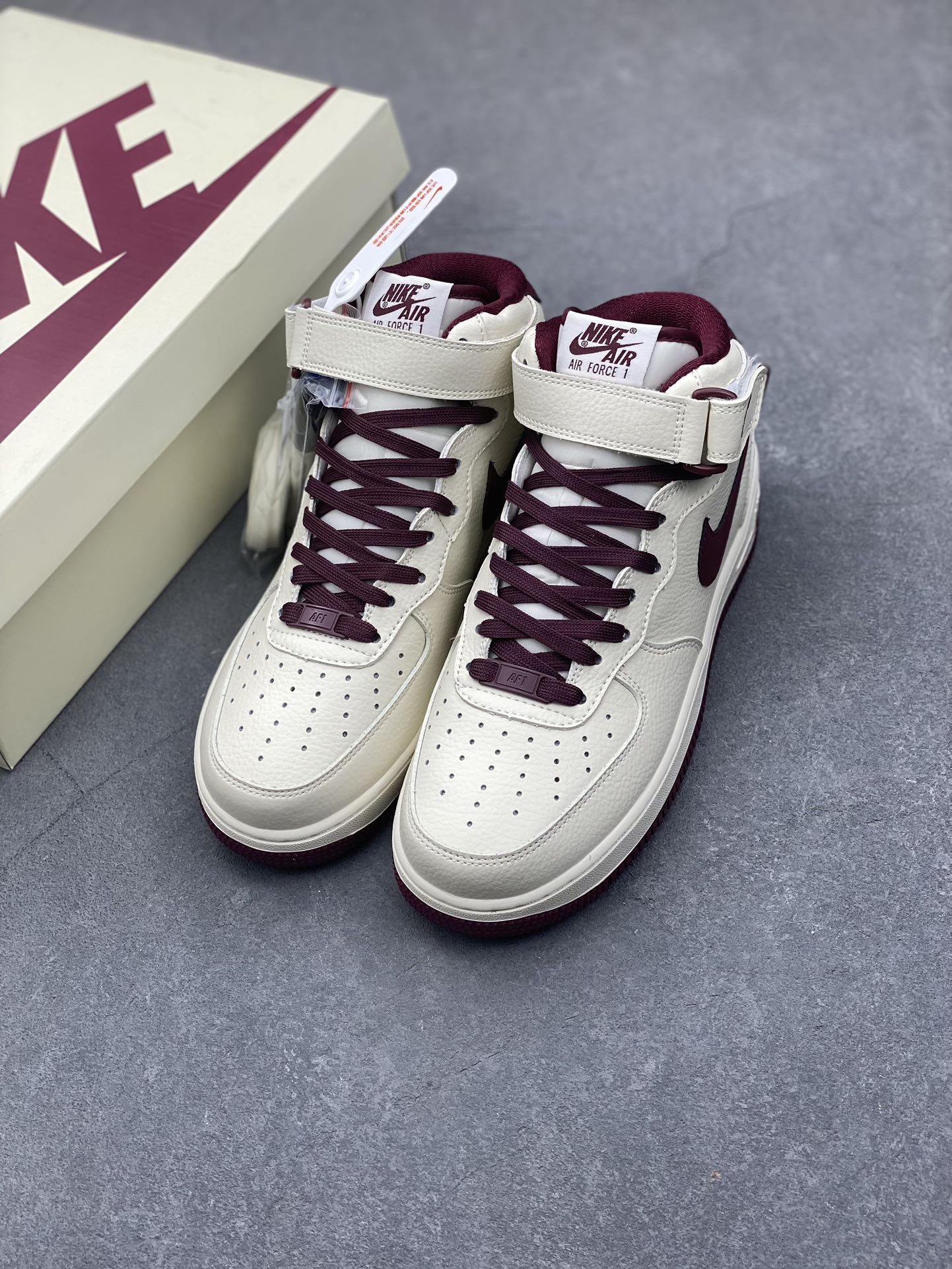 Nike Air Force 1 MID "Burgundy" High-Top Sneakers, Custom Leather 9 i1734938713 749 5