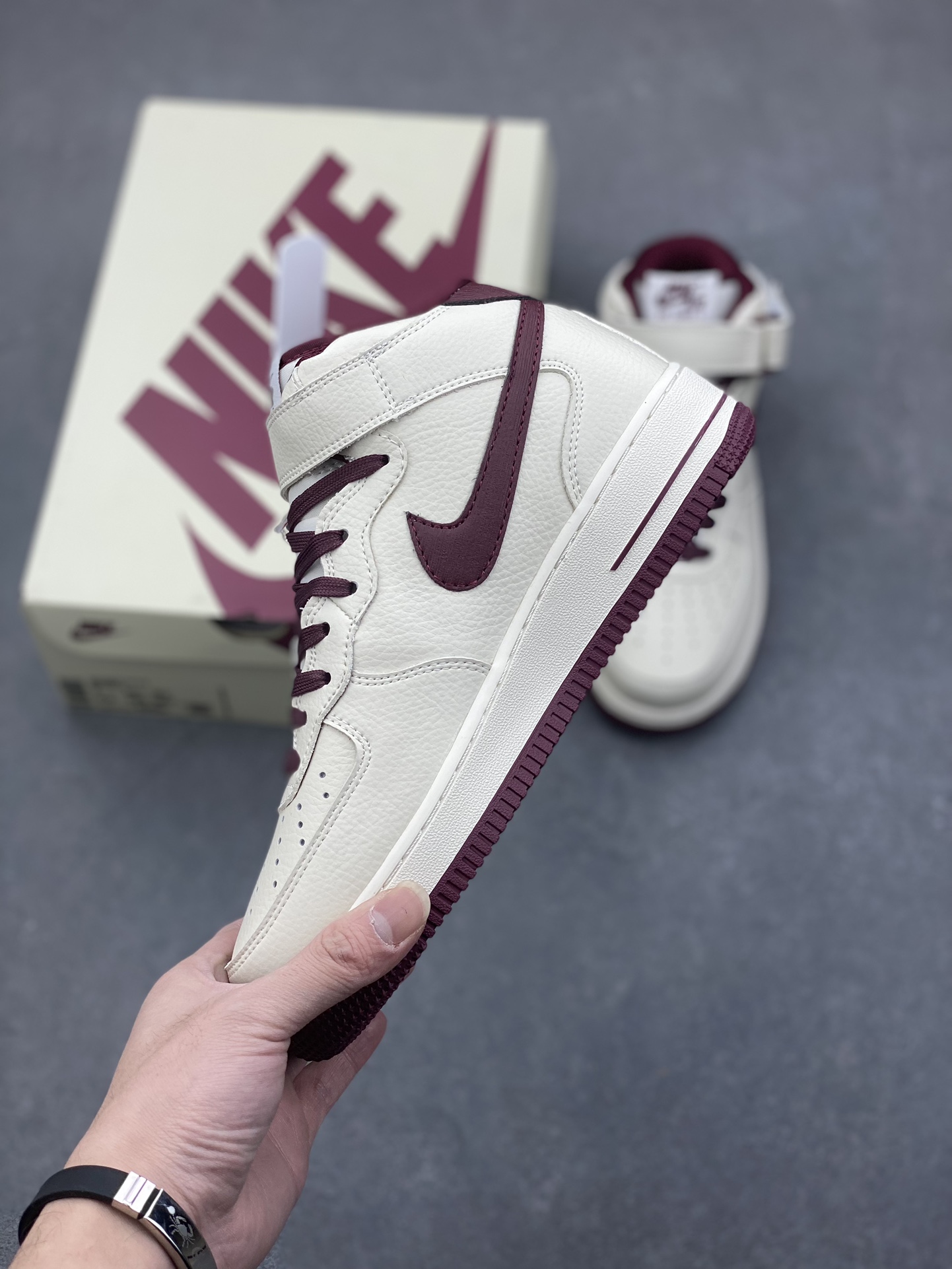 Nike Air Force 1 MID "Burgundy" High-Top Sneakers, Custom Leather 4 i1734938713 770 8
