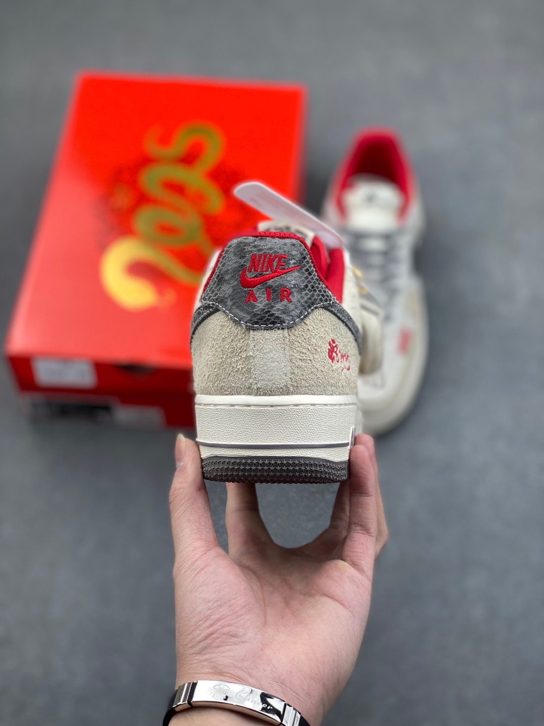 Nike Air Force 1 '07 Low Supreme Grey Red Sneaker Shoe 5 i1735240385026 8145 0 3