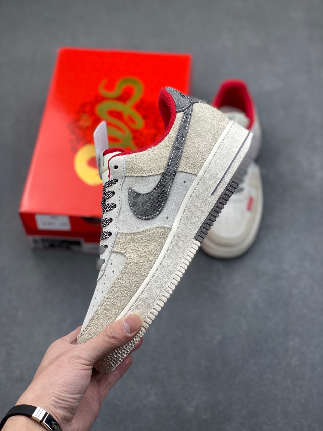 Nike Air Force 1 '07 Low Supreme Grey Red Sneaker Shoe 4 i1735240385171 1688 0 2