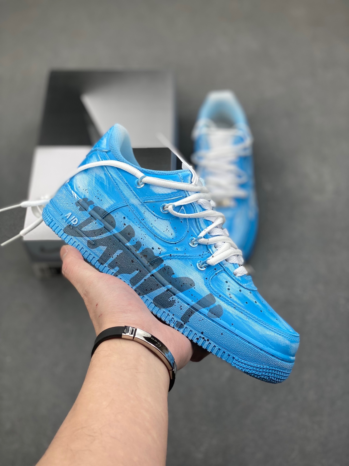 Nike Air Force 1 Custom Graffiti Sneakers - Blue, Unisex Design 2 i1736449672826 7913 0 0