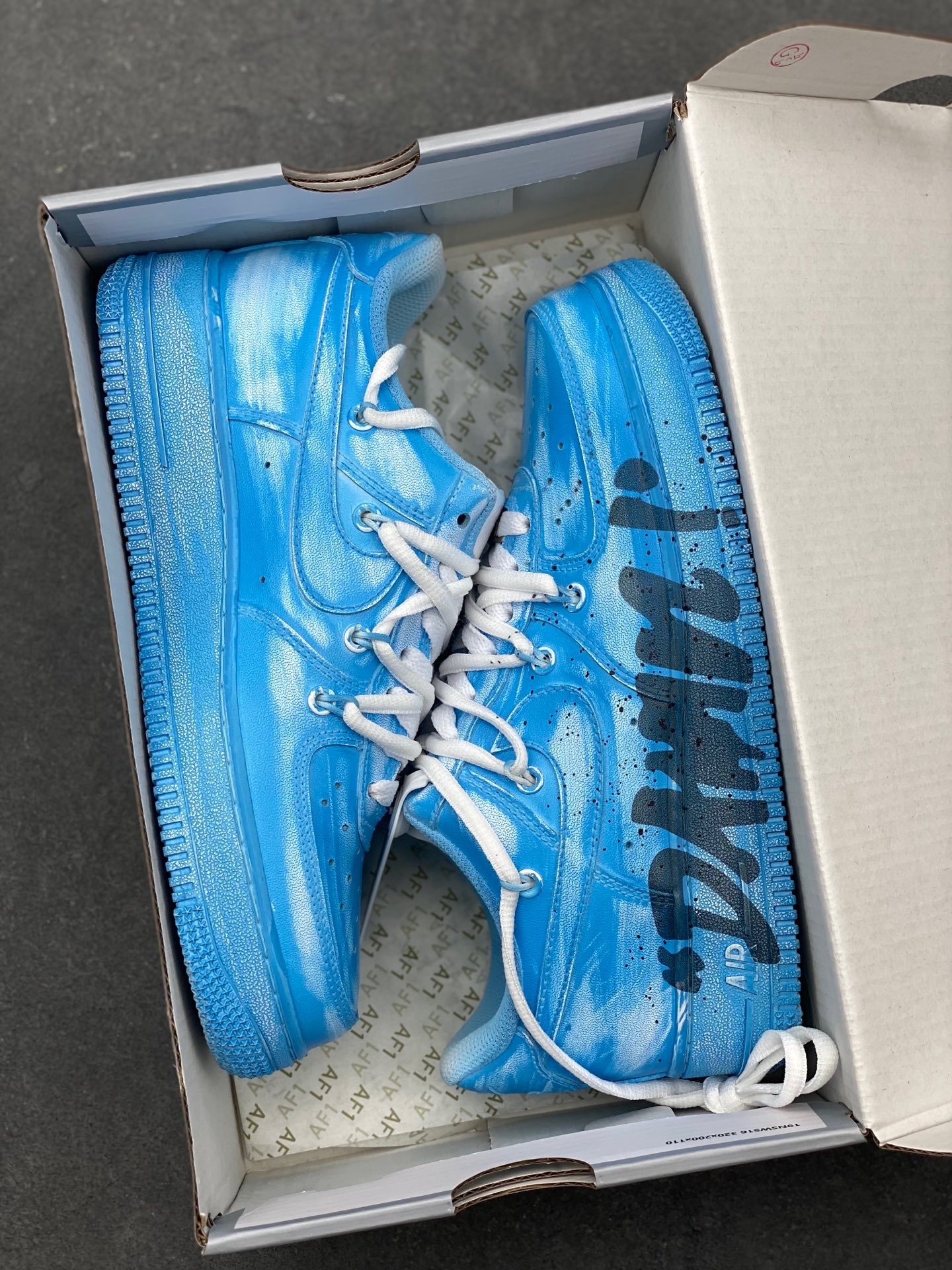 Nike Air Force 1 Custom Graffiti Sneakers - Blue, Unisex Design 10 i1736449673128 6349 0 8