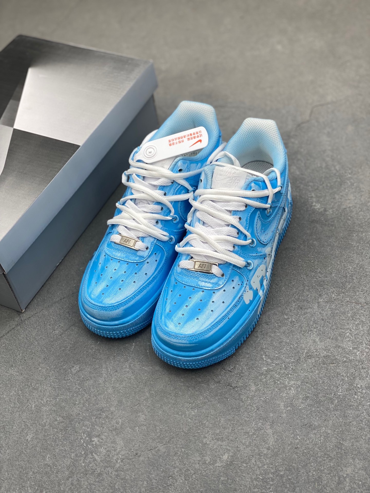 Nike Air Force 1 Custom Graffiti Sneakers - Blue, Unisex Design 9 i1736449673654 9977 0 7