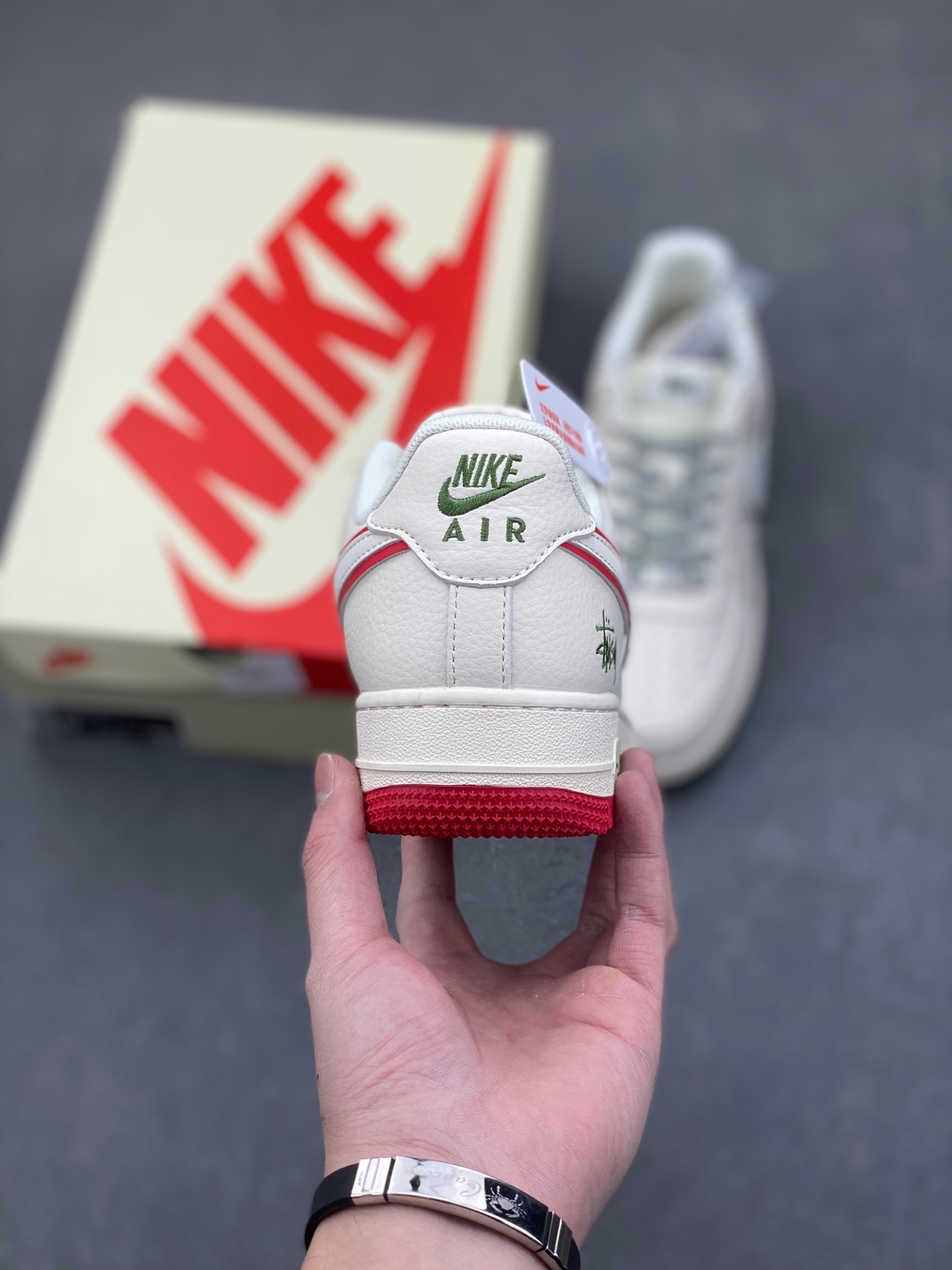 Nike Air Force 1 '07 Low Stussy Collab Cream/Green/Red Casual Sneakers 5 i1736449748051 1128 0 3