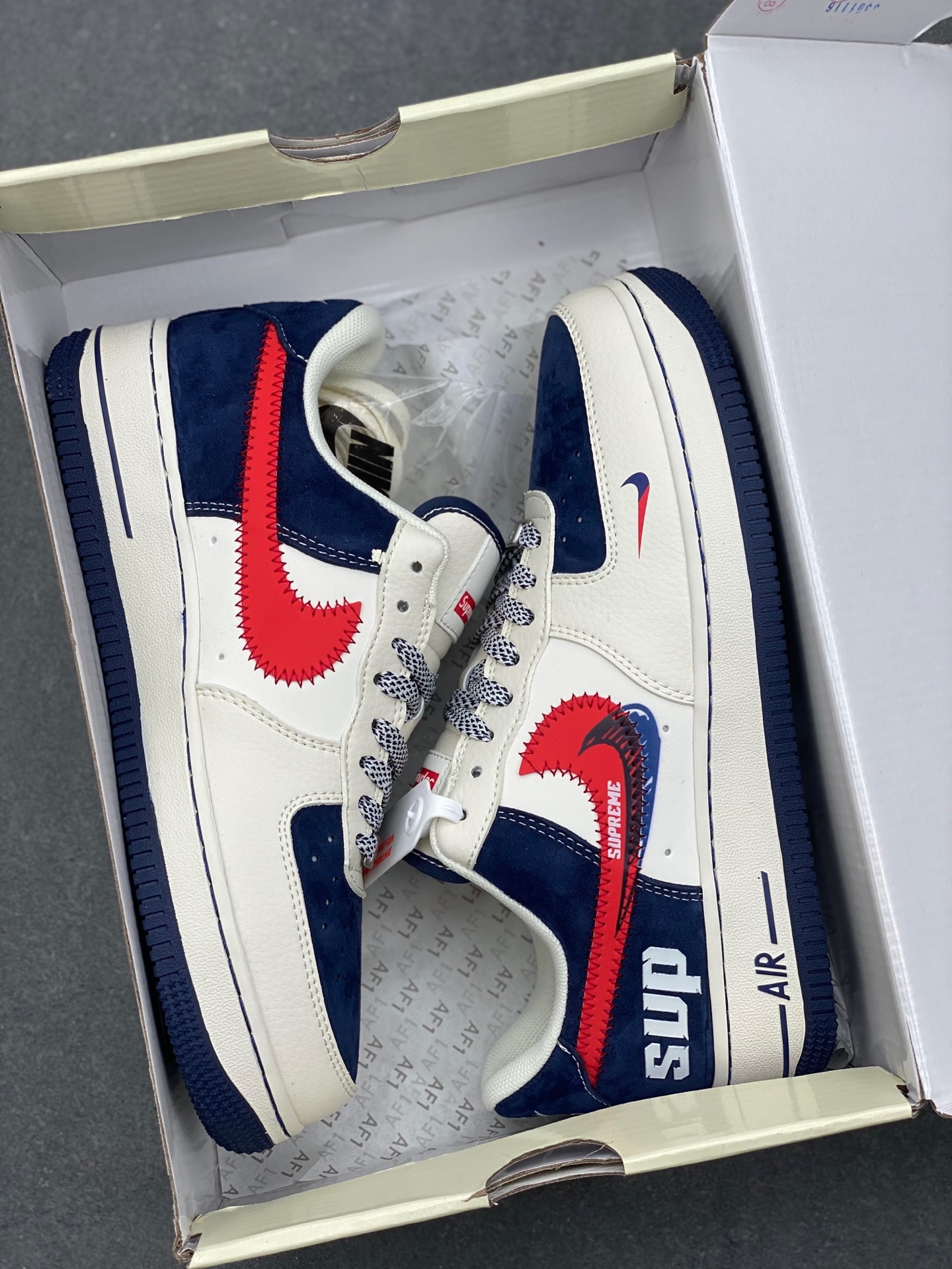 Nike Air Force 1 '07 Low Supreme Collab Sneakers - Red and Blue Swoosh 10 i1737059644370 9279 0 8