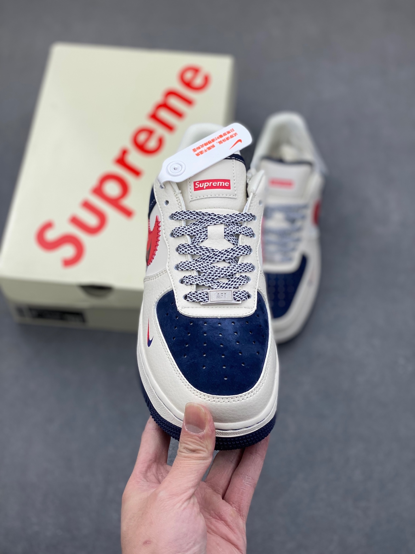 Nike Air Force 1 '07 Low Supreme Collab Sneakers - Red and Blue Swoosh 3 i1737059646201 2361 0 1