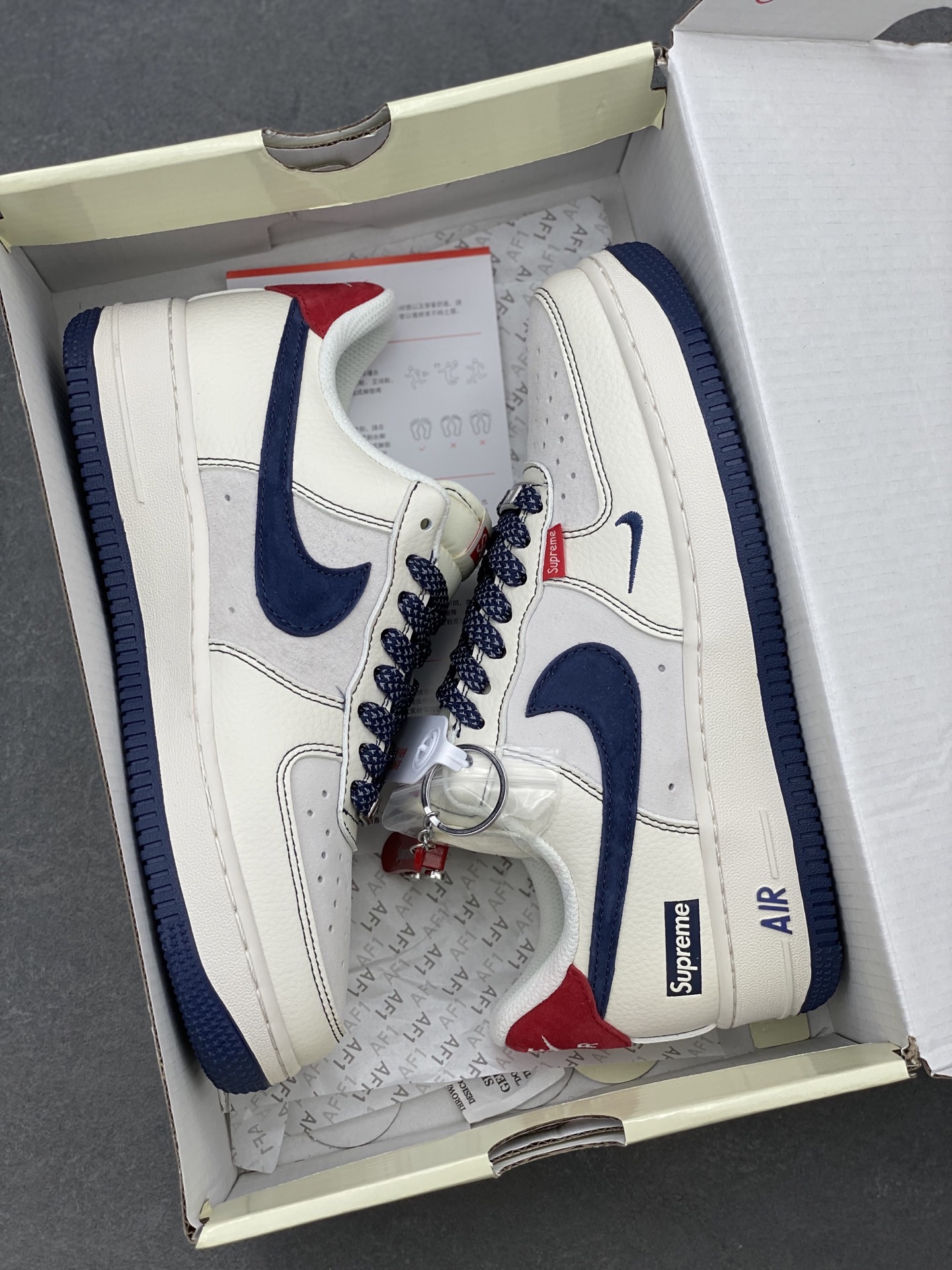 Nike Air Force 1 '07 Low Supreme Collab Sneakers - Navy Blue Swoosh 10 i1739652213733 2784 0 8