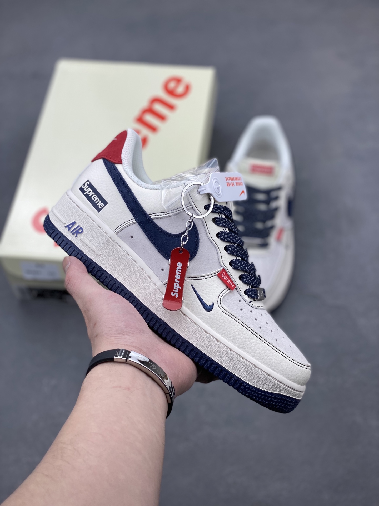 Nike Air Force 1 '07 Low Supreme Collab Sneakers - Navy Blue Swoosh 2 i1739652223110 3042 0 0