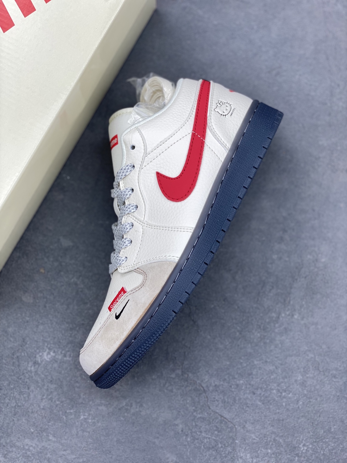 Air Jordan 1 Low 'Black White Red' Custom Sneakers, Supreme Hello Kitty Edition 7 i1739735637839 8770 0 6