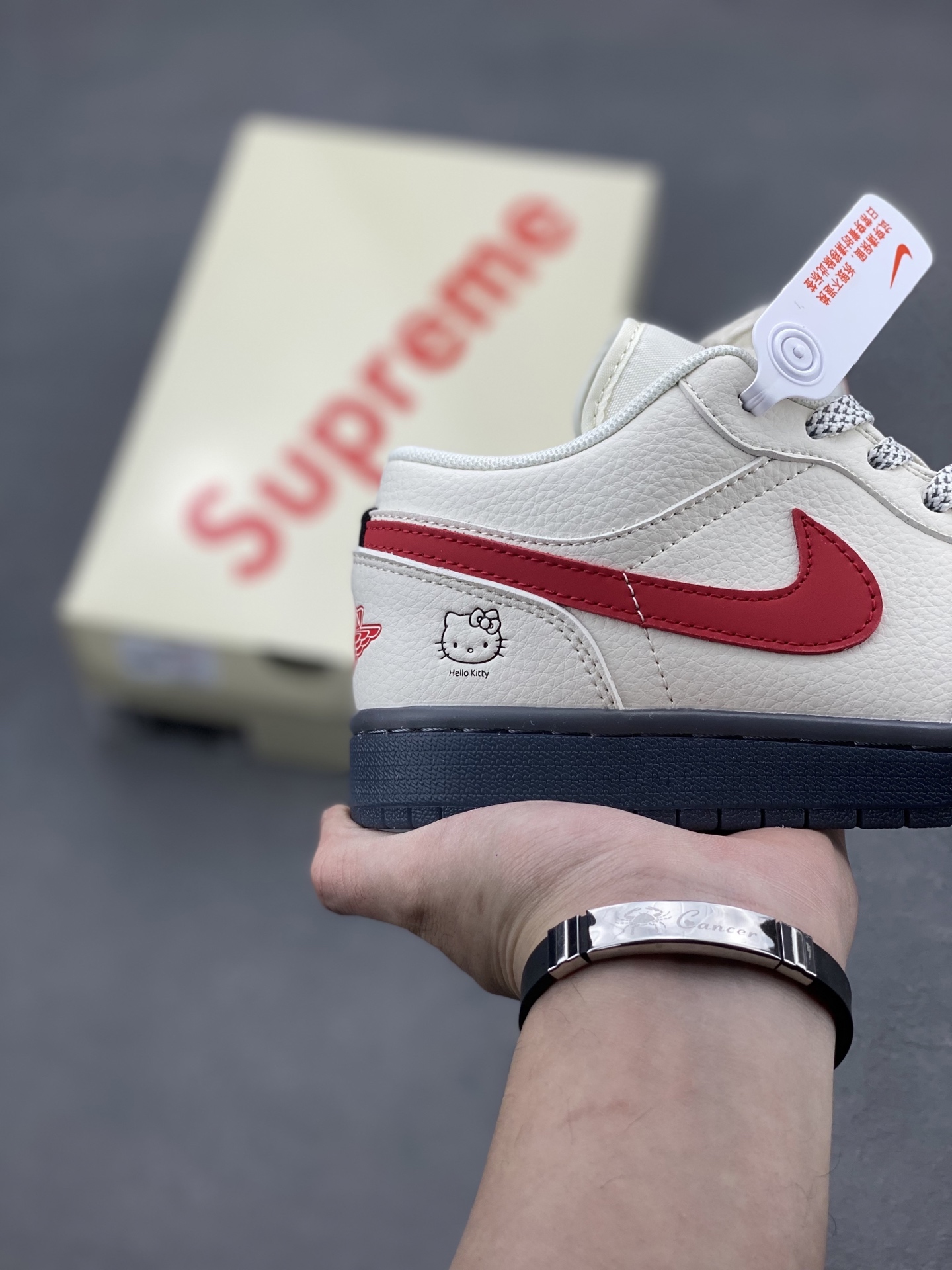 Air Jordan 1 Low 'Black White Red' Custom Sneakers, Supreme Hello Kitty Edition 5 i1739735637935 3014 0 4