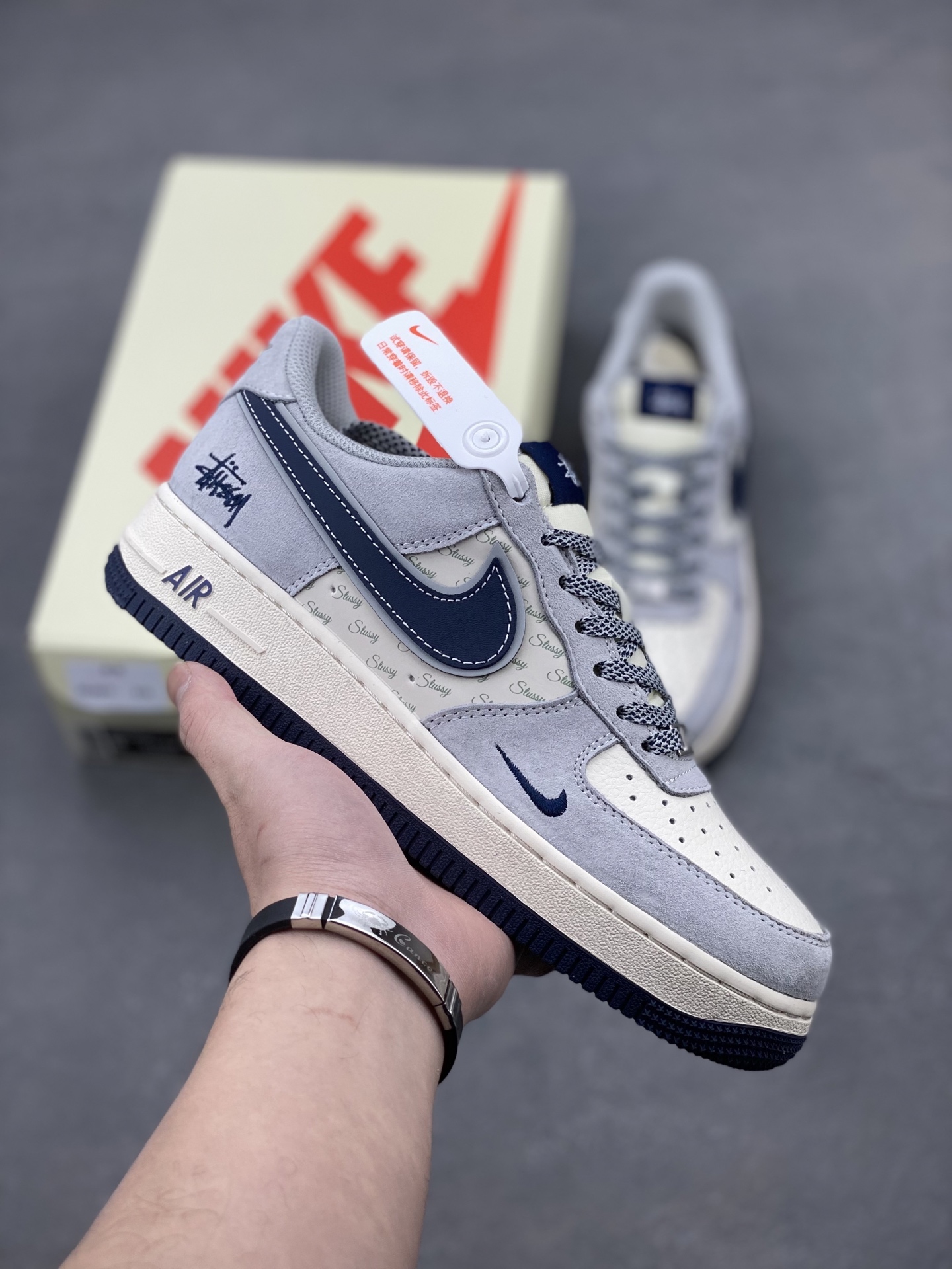 Nike Air Force 1 '07 Low Stussy Collab Grey Blue - Limited Edition Sneakers 2 i1739905724344 8935 0 0