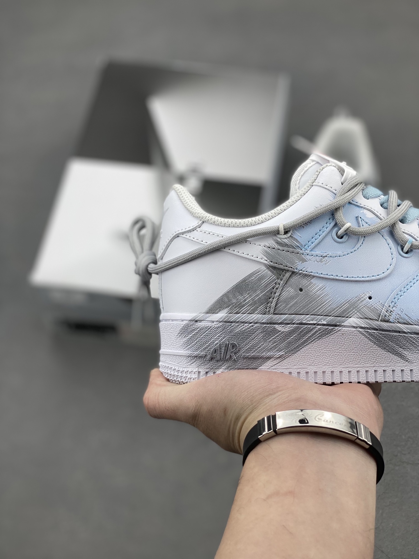 Nike Air Force 1 '07 Low Custom "Blue Storm" Sneakers - Hand-Painted Graffiti 6 i1739907120763 7130 0 4