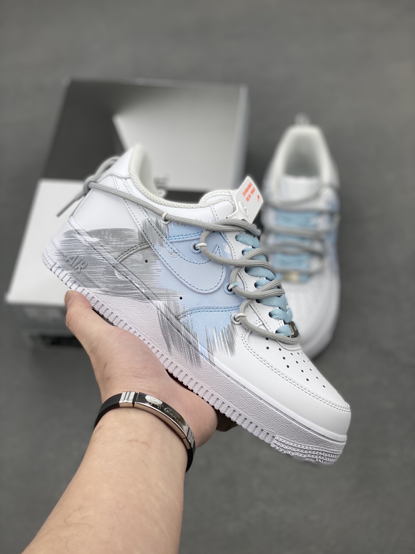 Nike Air Force 1 '07 Low Custom "Blue Storm" Sneakers - Hand-Painted Graffiti 2 i1739907120899 4447 0 0
