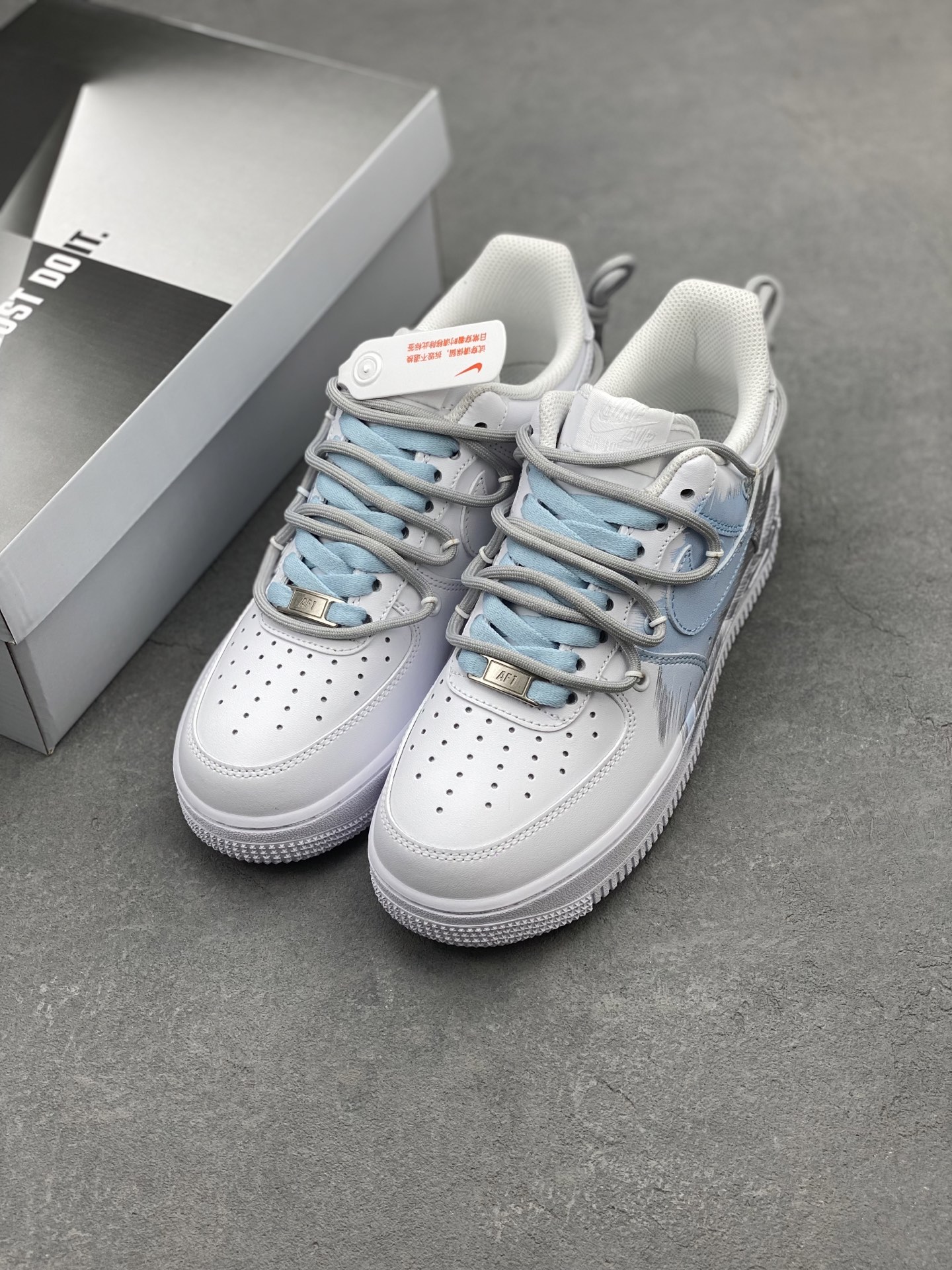 Nike Air Force 1 '07 Low Custom "Blue Storm" Sneakers - Hand-Painted Graffiti 9 i1739907123311 863 0 7