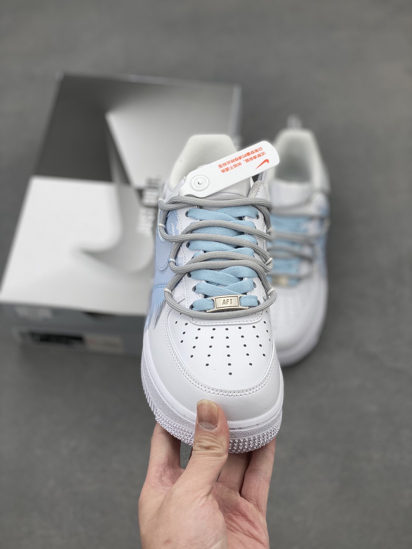 Nike Air Force 1 '07 Low Custom "Blue Storm" Sneakers - Hand-Painted Graffiti 3 i1739907123319 6917 0 1