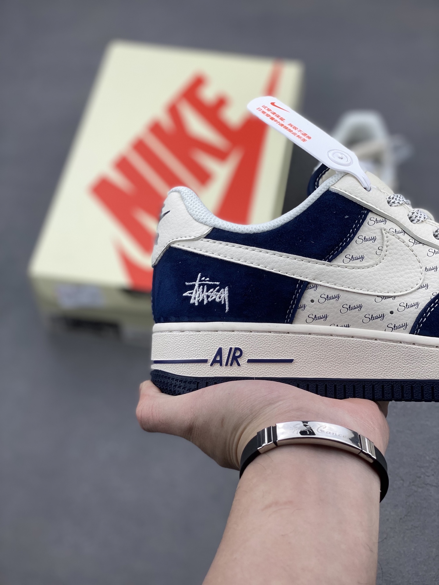 Nike Air Force 1 '07 Low Stussy, Limited Edition Sneakers - Navy/Fossil 6 i1740078815619 1137 0 4