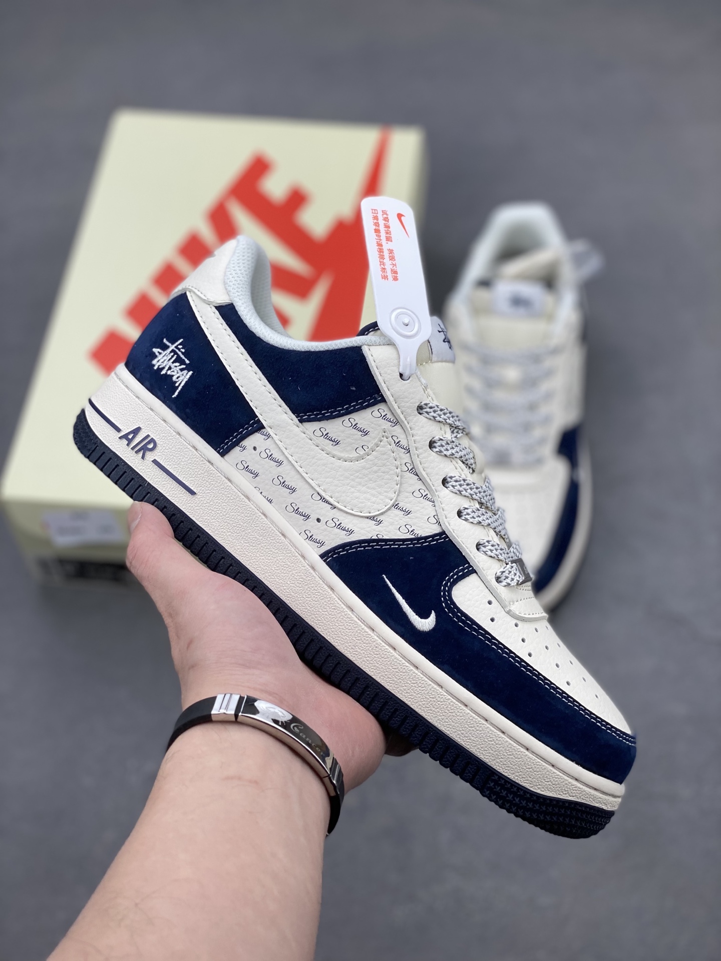 Nike Air Force 1 '07 Low Stussy, Limited Edition Sneakers - Navy/Fossil 2 i1740078824567 7801 0 0
