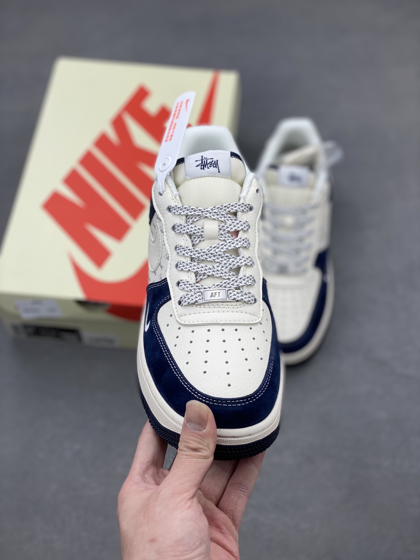 Nike Air Force 1 '07 Low Stussy, Limited Edition Sneakers - Navy/Fossil 3 i1740078825241 6666 0 1