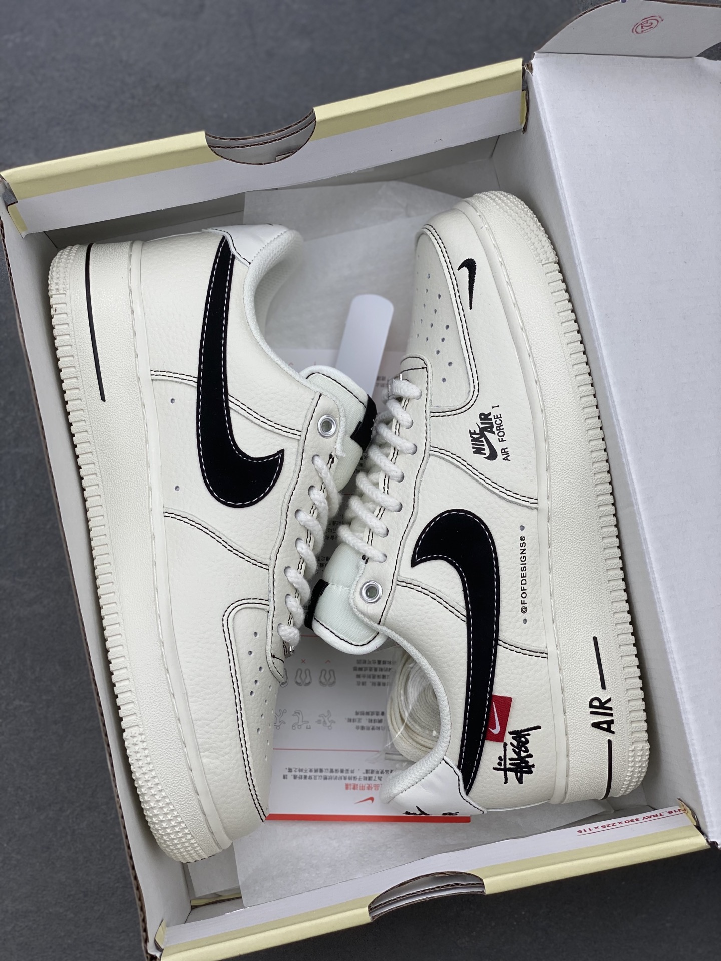 Nike Air Force 1 '07 Low Stussy Collab Sneakers - Cream/Black, Limited Edition 10 i1740078956713 957 0 8
