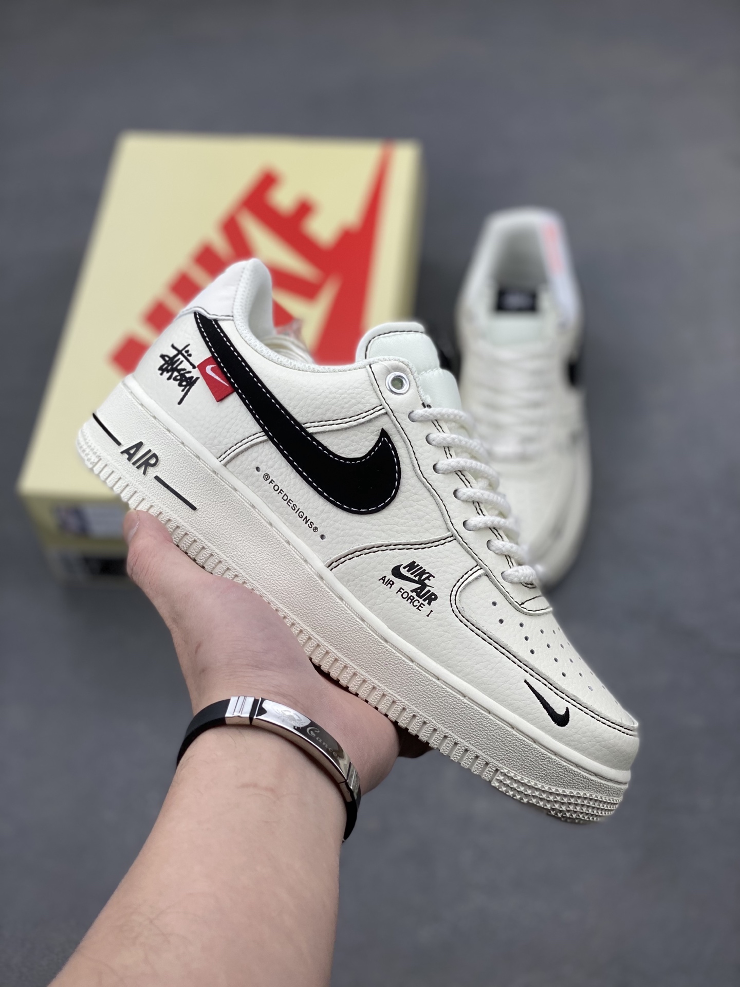 Nike Air Force 1 '07 Low Stussy Collab Sneakers - Cream/Black, Limited Edition 2 i1740078957327 8841 0 0