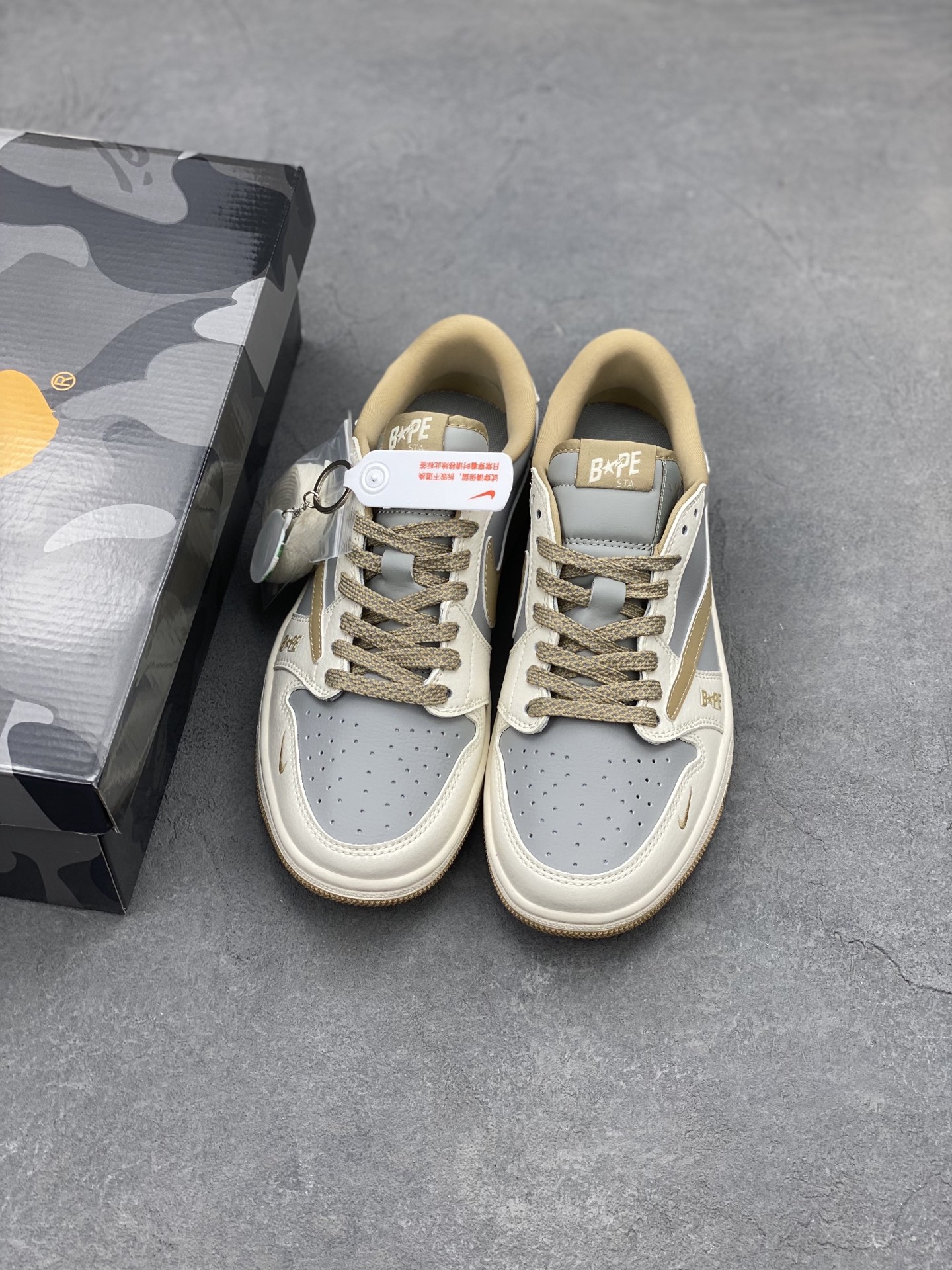 TS x Air Jordan 1 Low BAPE Custom Sneakers - Premium Leather, Inverted Swoosh 9 i1740079792039 6641 0 7