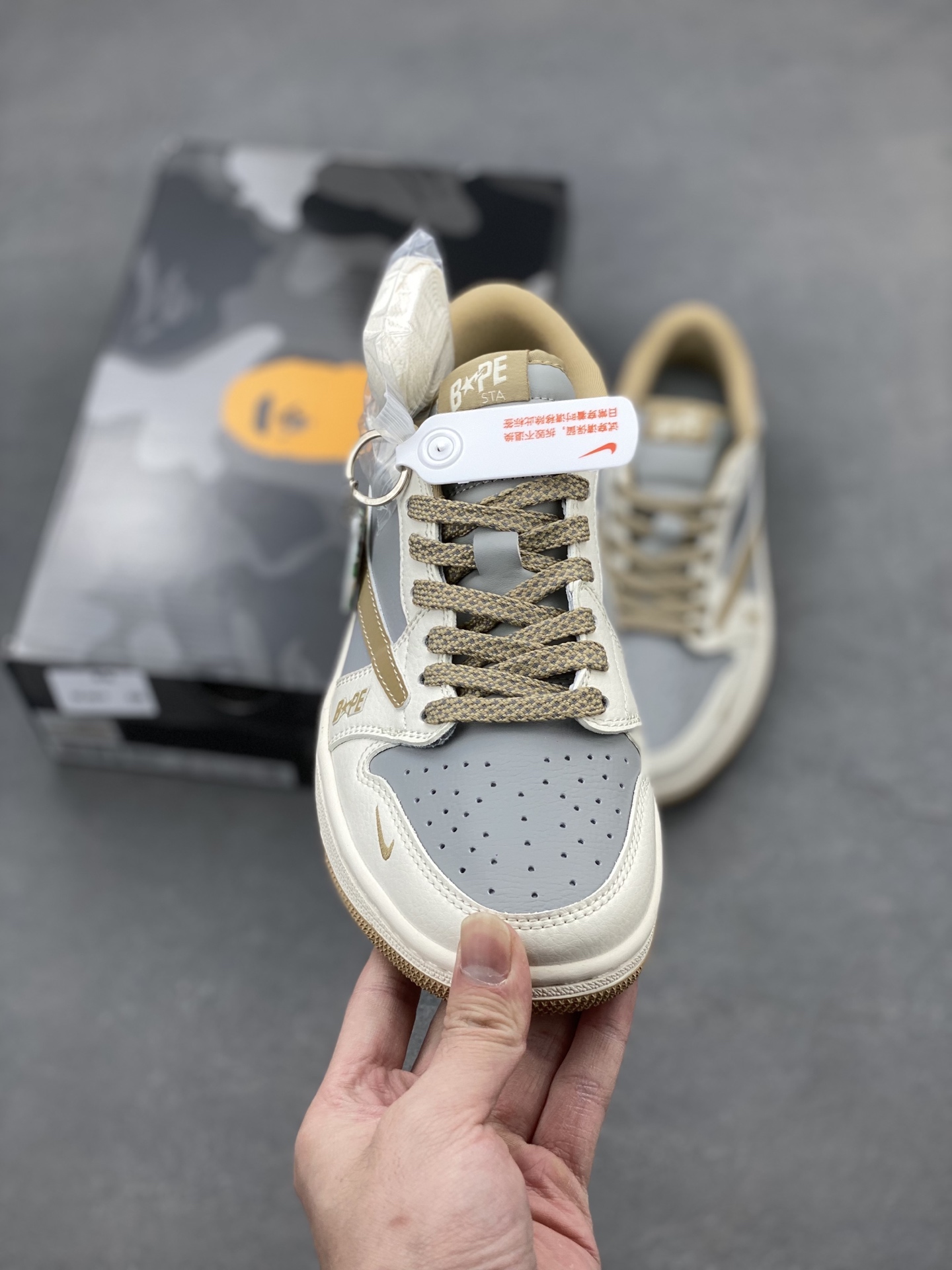 TS x Air Jordan 1 Low BAPE Custom Sneakers - Premium Leather, Inverted Swoosh 3 i1740079793291 9063 0 1