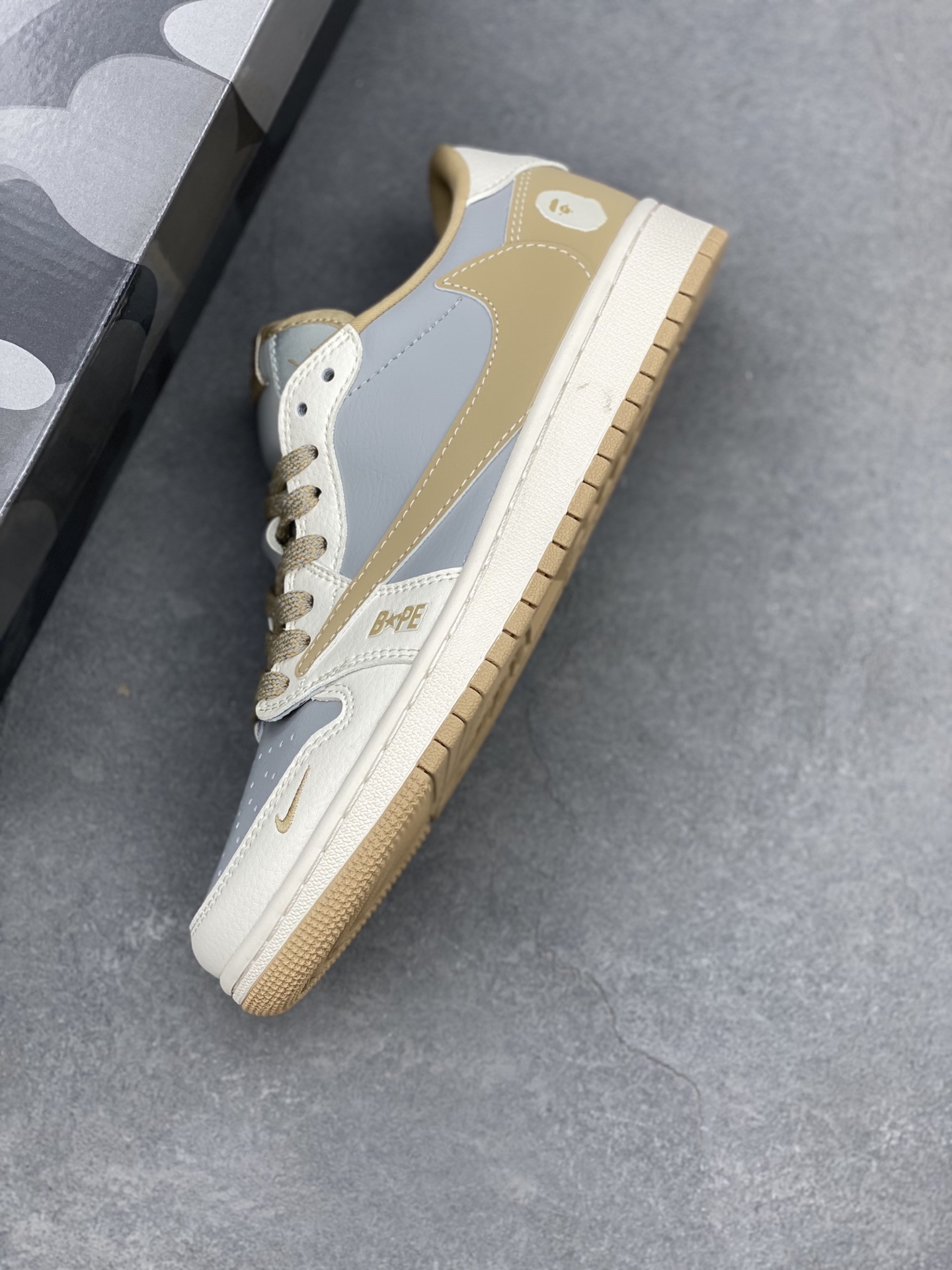 TS x Air Jordan 1 Low BAPE Custom Sneakers - Premium Leather, Inverted Swoosh 8 i1740079799829 5412 0 6