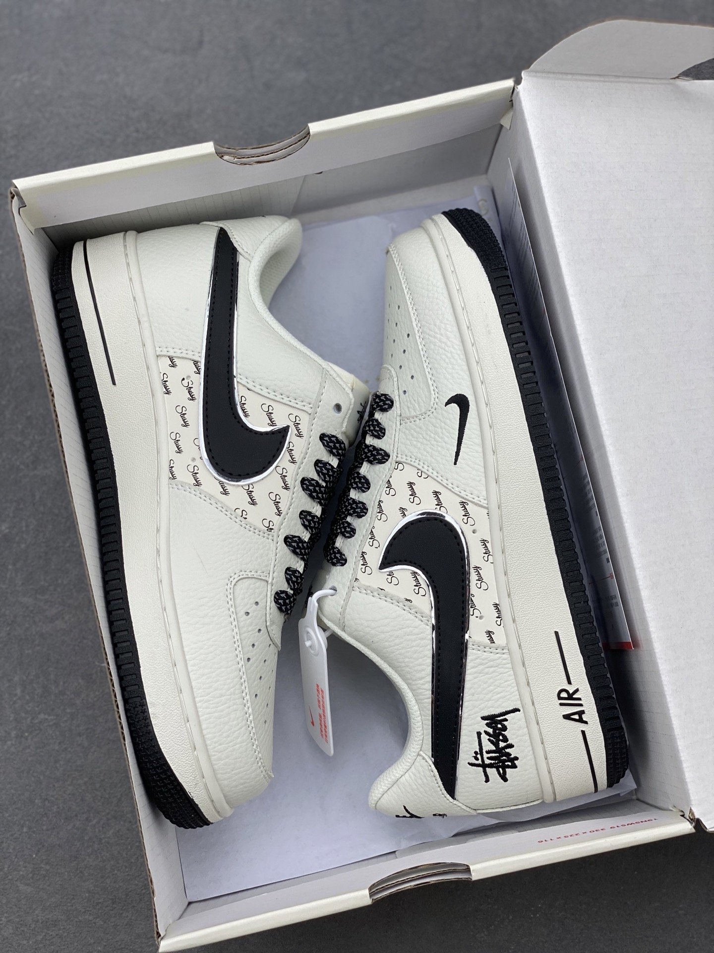 Nike Air Force 1 '07 Low Stussy Collab Sneakers Cream/Black, Limited Edition 10 i1740162466069 4076 0 8