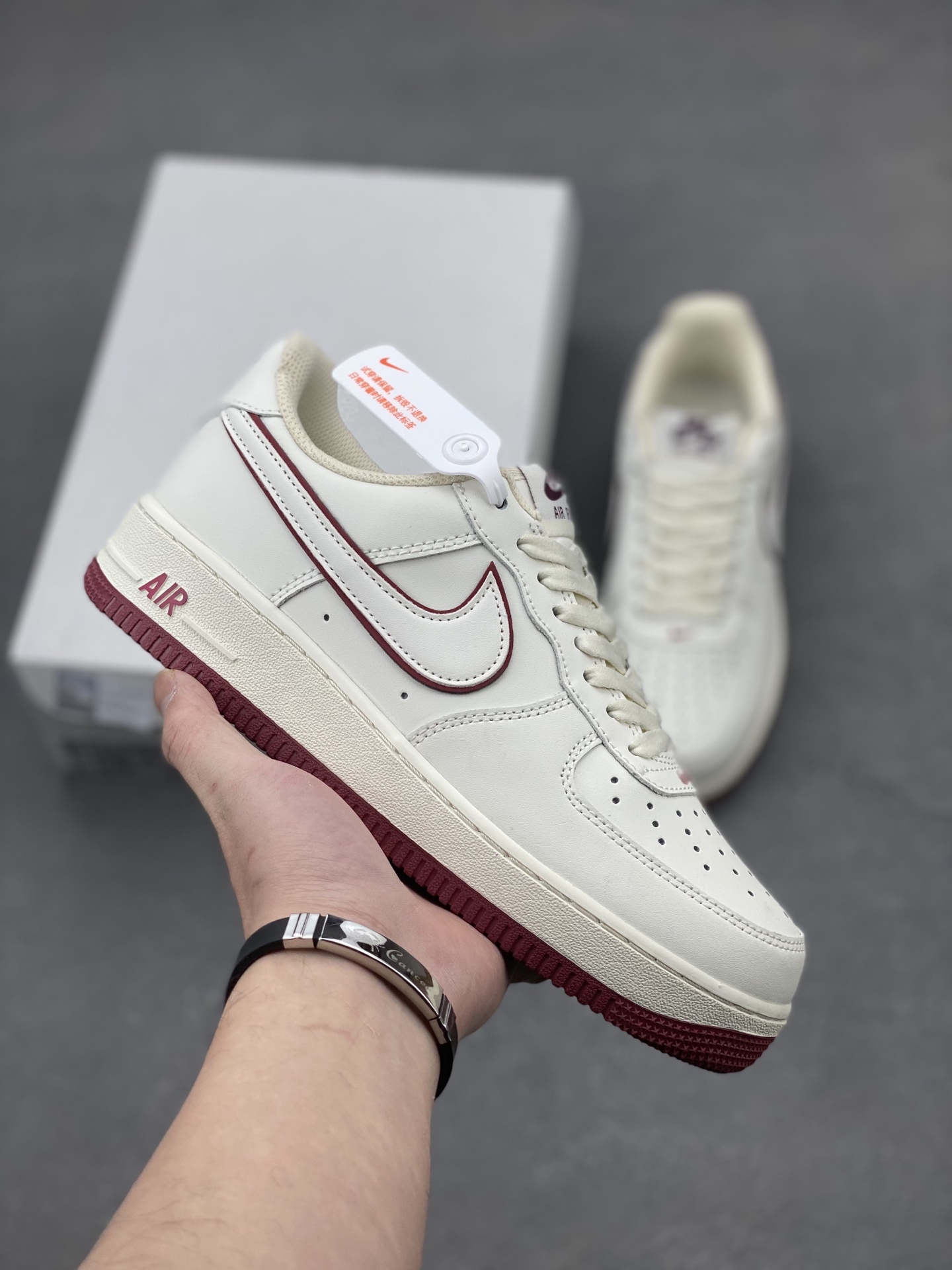 Nike Air Force 1 Low '07 White Burgundy Casual Sneakers DZ2799-103 2 i1740255773434 3763 0 0