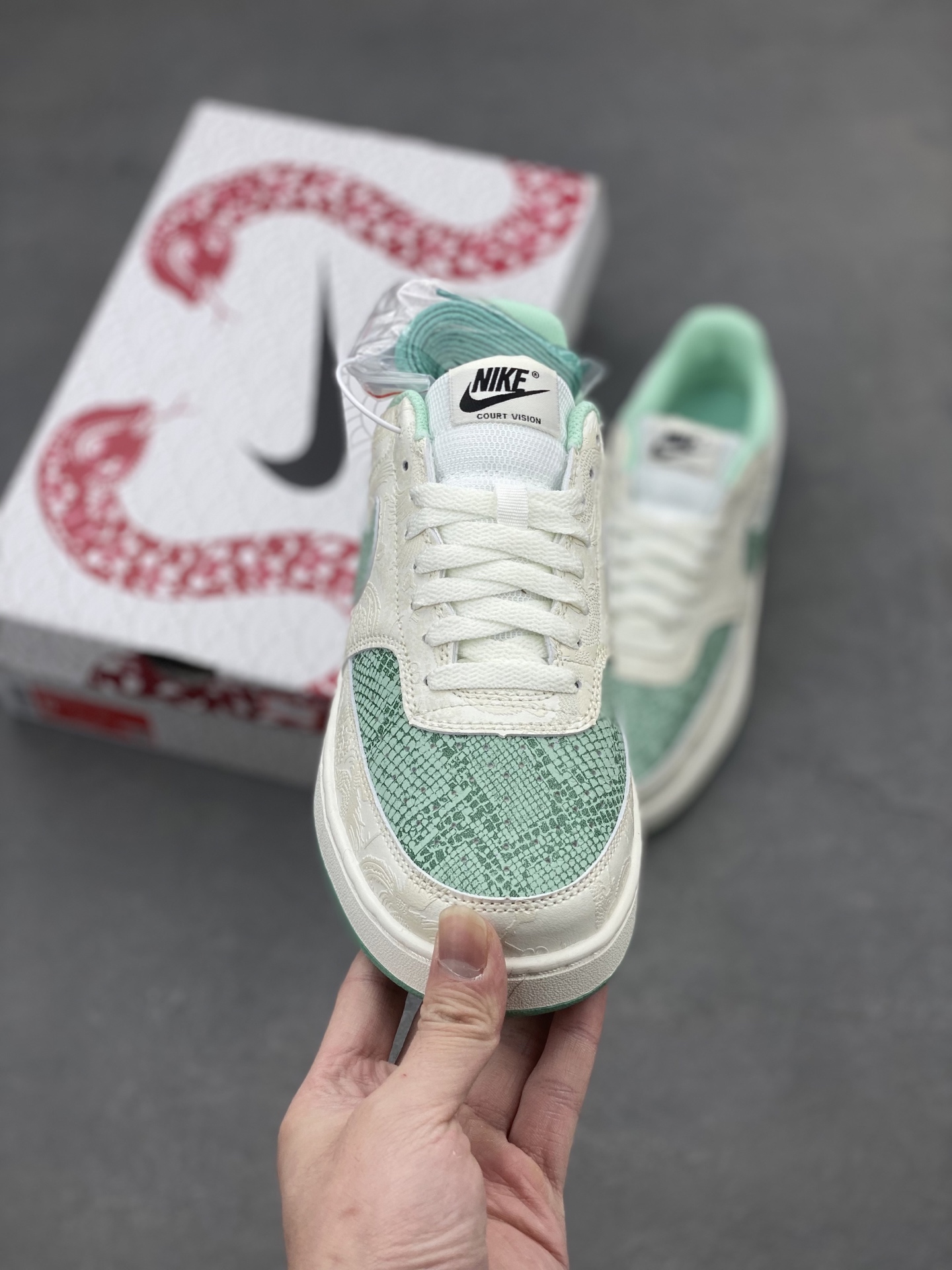 Nike Court Vision Low White Green Casual Sneakers CD5463-100 3 i1740328824529 4123 0 1
